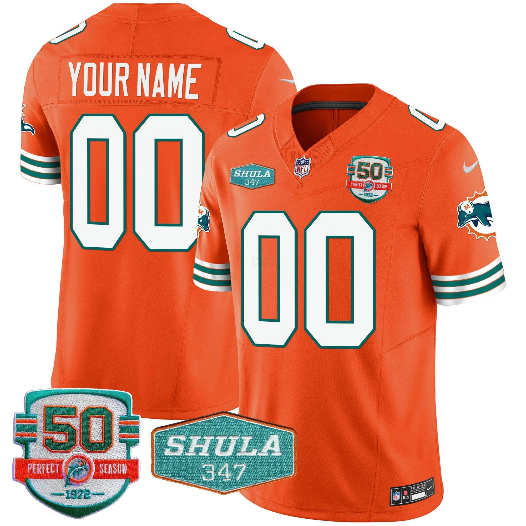 Camisa NFL Throwback Shula 347 Patch Vapor Jersey