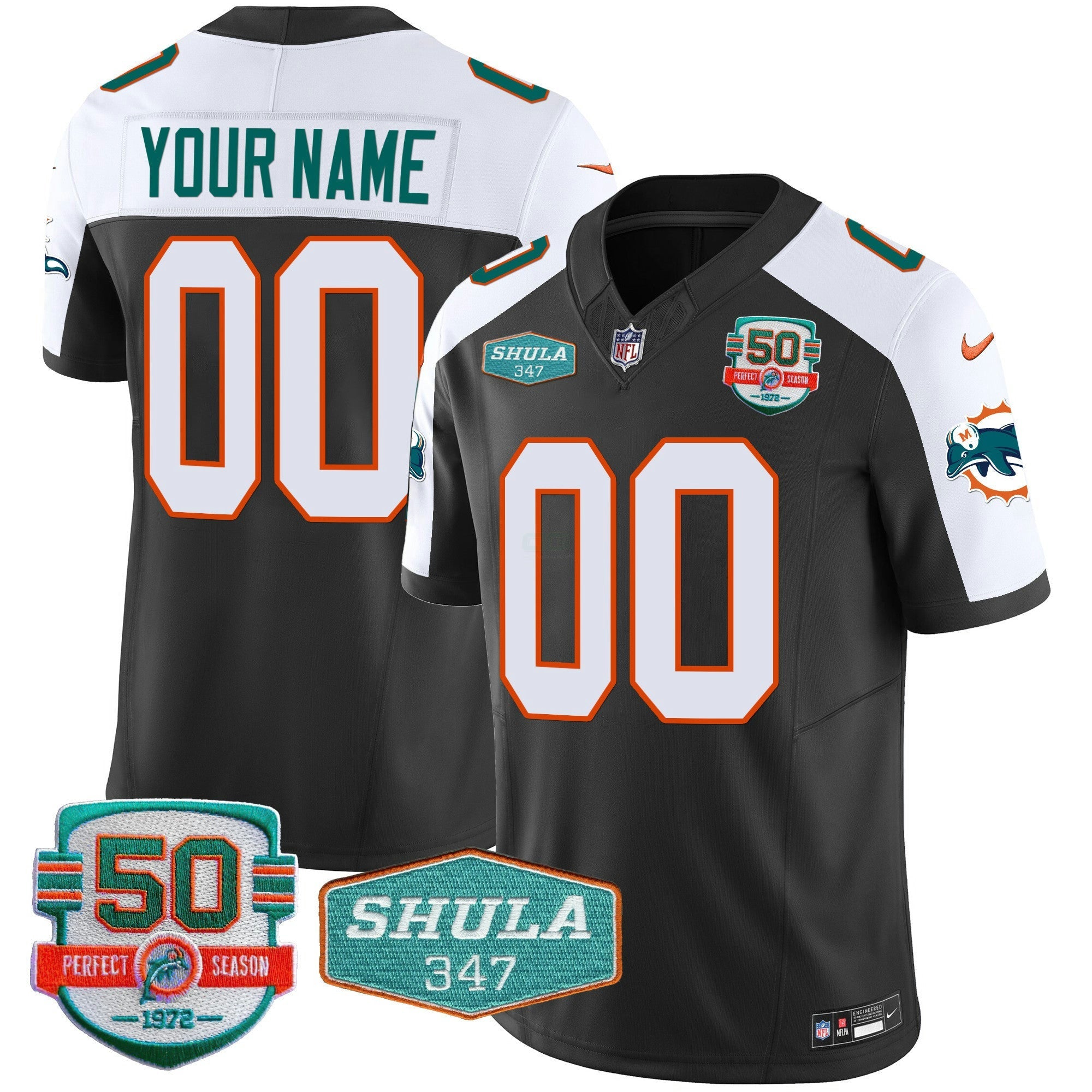 Camisa NFL Throwback Shula 347 Patch Vapor Jersey