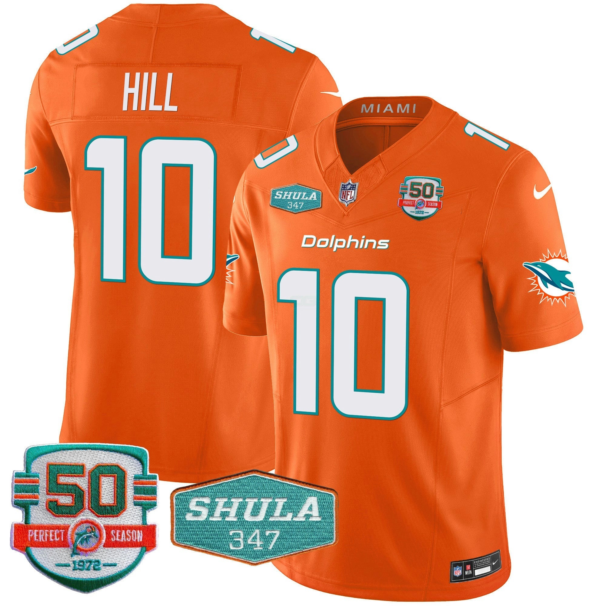 Camisa NFL Tyreek Hill Miami Shula 347 Patch Vapor Jersey