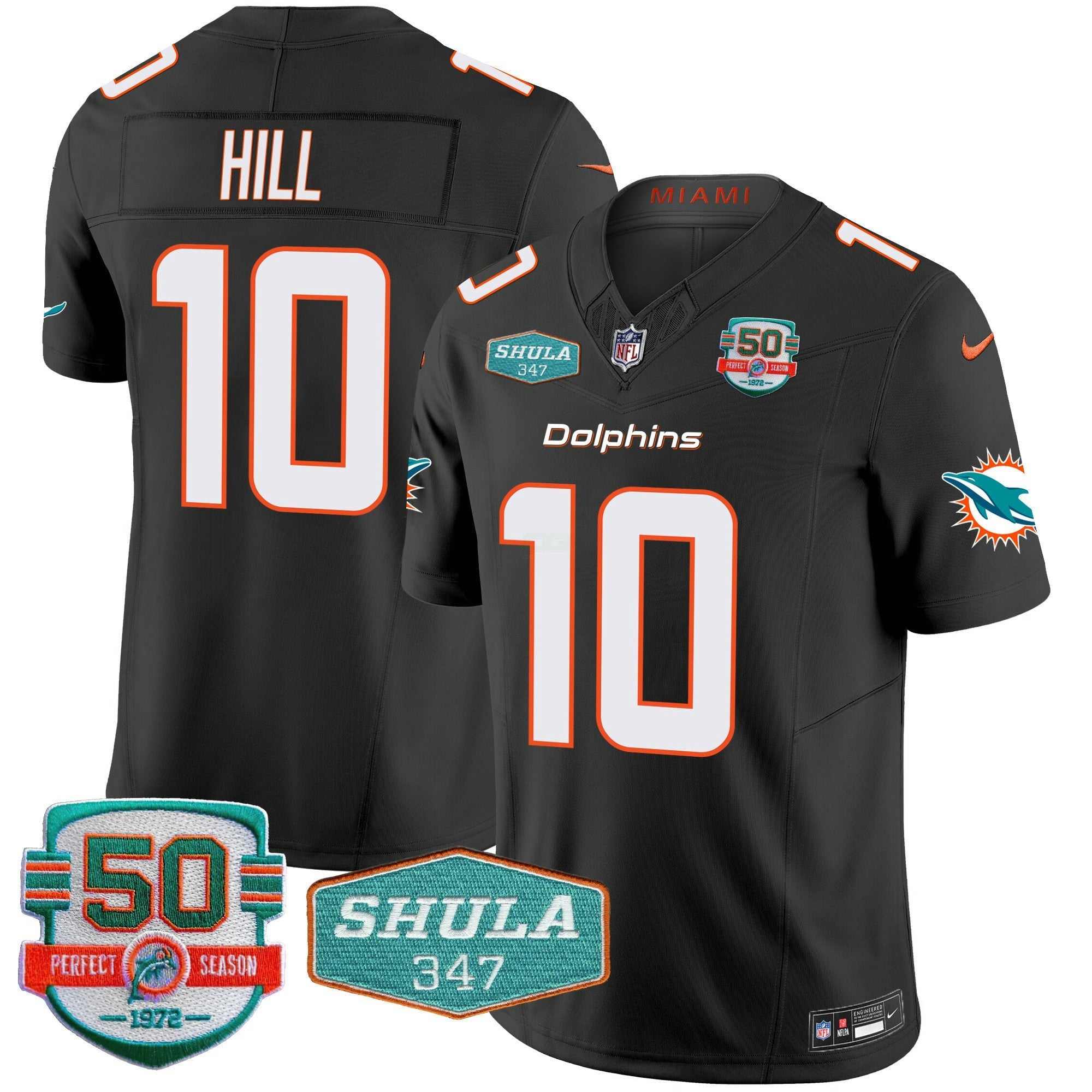 Camisa NFL Tyreek Hill Miami Shula 347 Patch Vapor Jersey