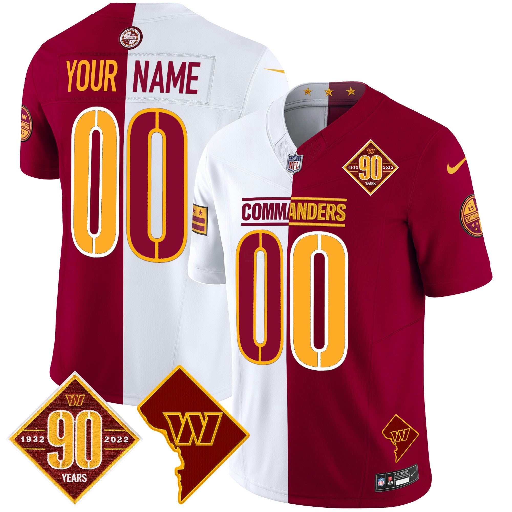 Camisa NFL Washington 90th Anniversary & Home Patch Vapor Limited Jersey