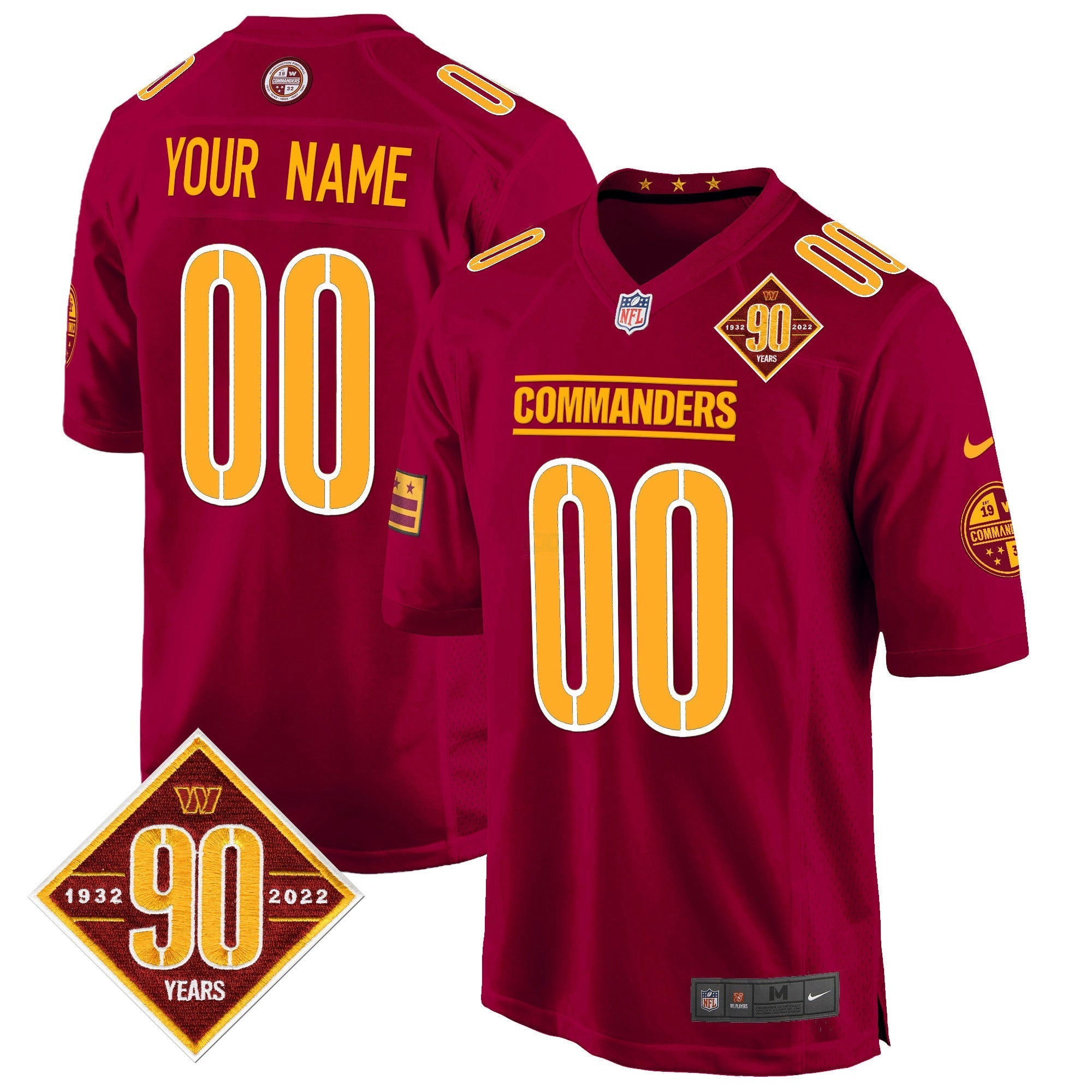 Camisa NFL Washington 90th Anniversary Patch Game Jersey