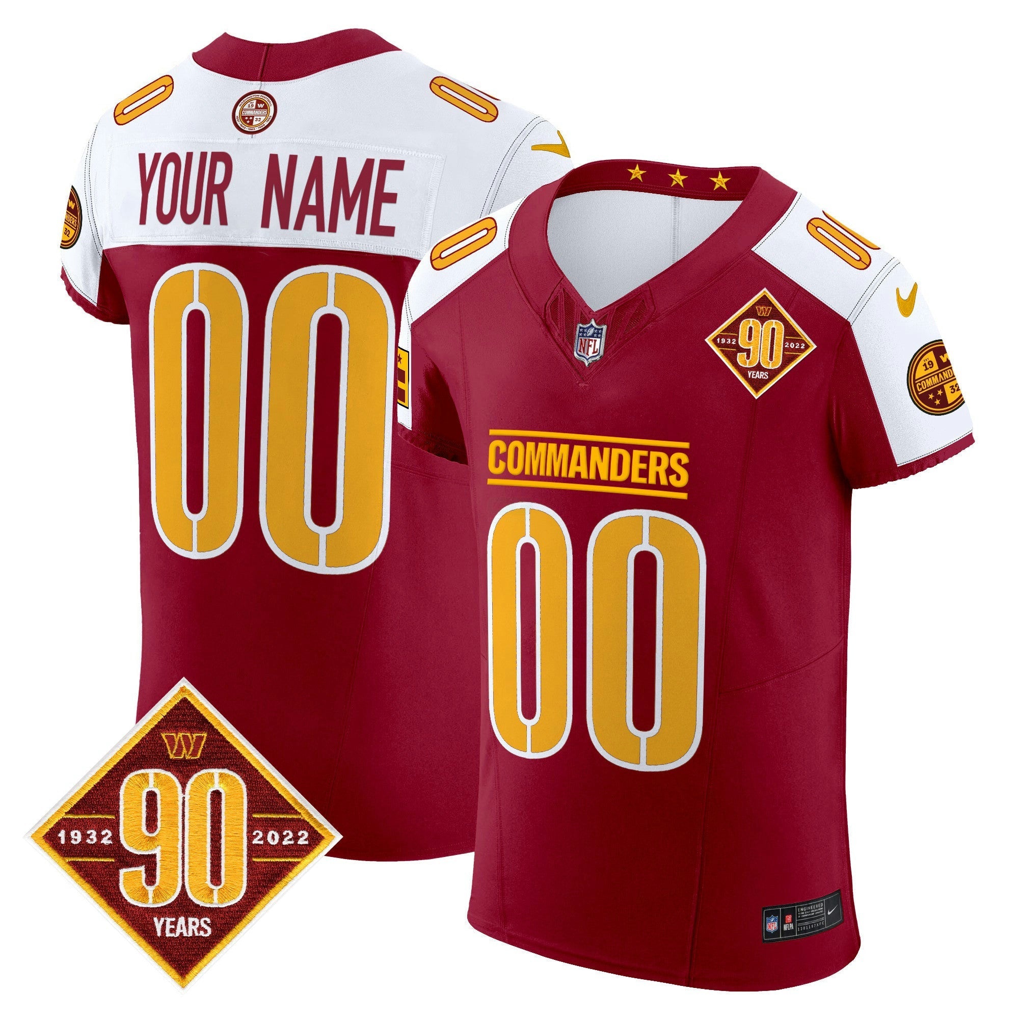 Camisa NFL Washington 90th Anniversary Patch Vapor Elite Jersey