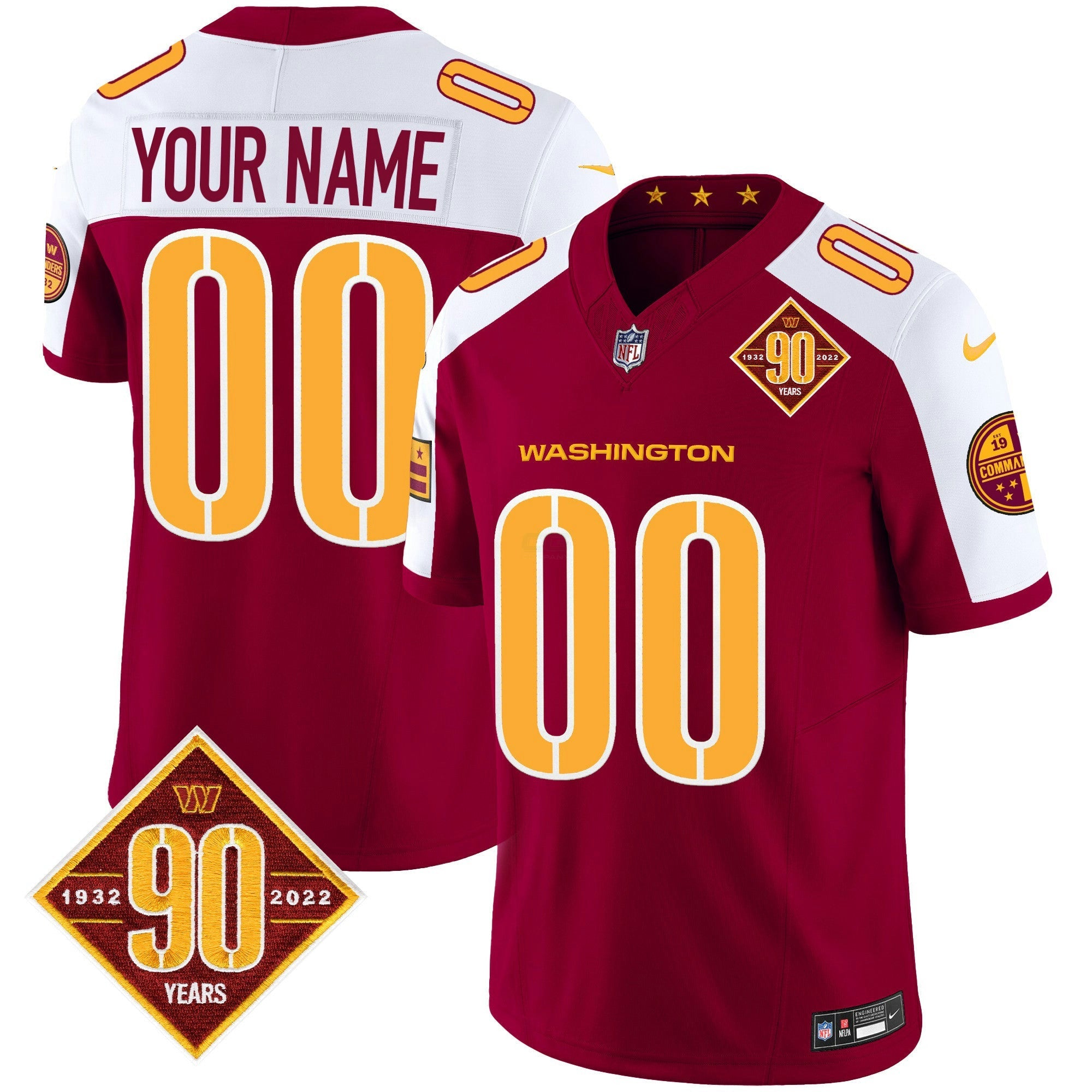 Camisa NFL Washington 90th Anniversary Patch Vapor Jersey V3