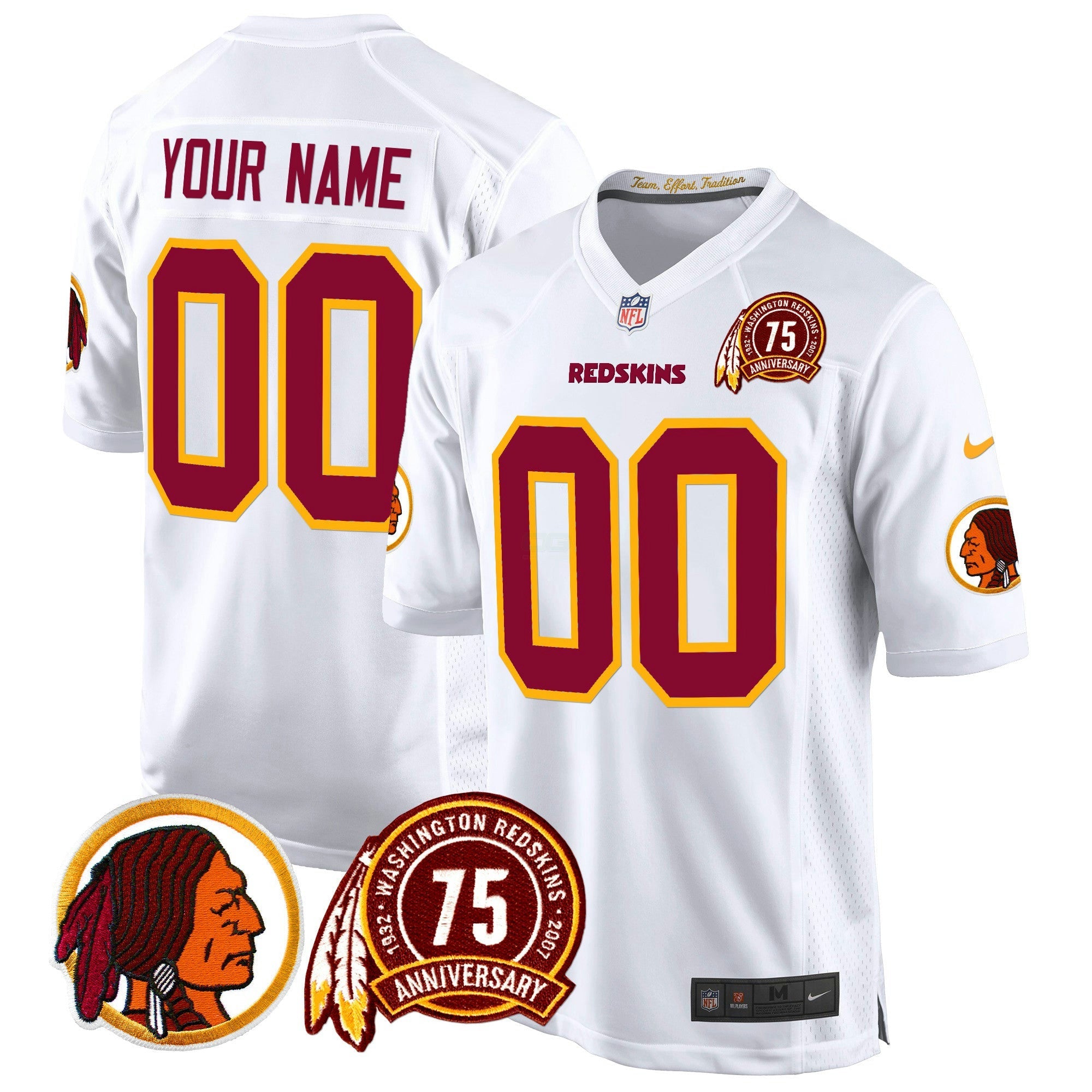 Camisa NFL Washington Redskins 75th Patch Throwback Game Jersey