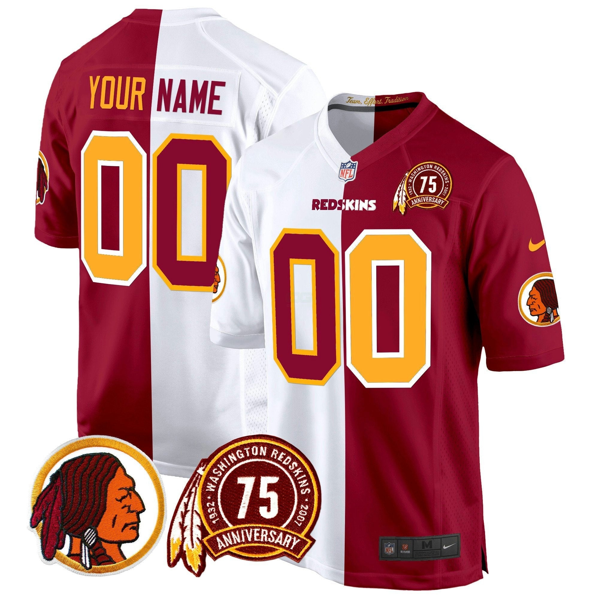 Camisa NFL Washington Redskins 75th Patch Throwback Game Jersey