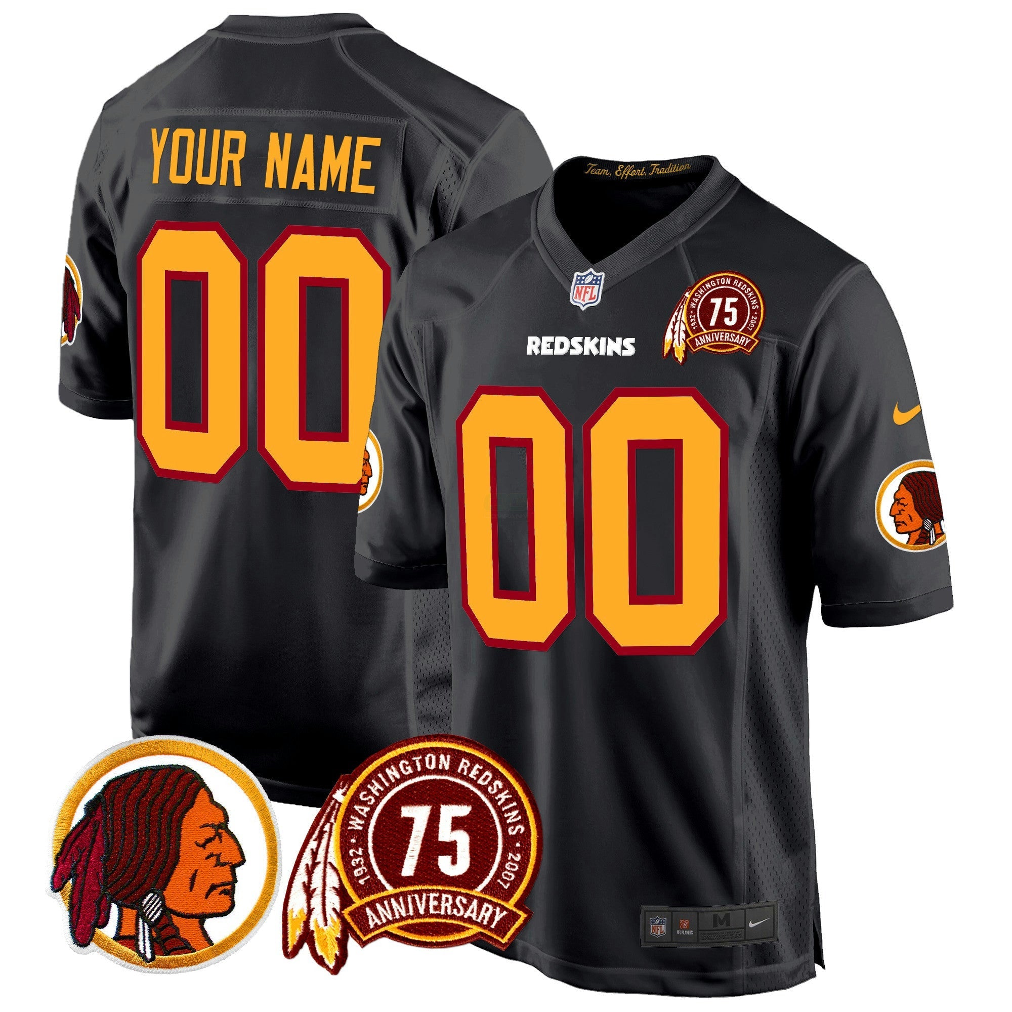 Camisa NFL Washington Redskins 75th Patch Throwback Game Jersey