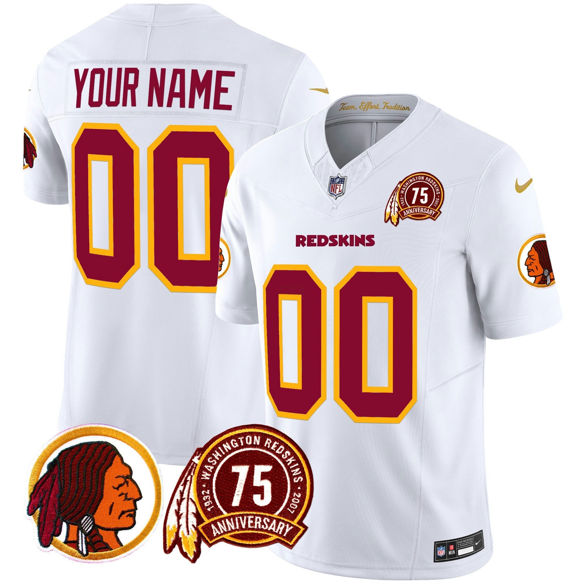 Camisa NFL Washington Redskins 75th Patch Throwback Vapor Limited Jersey
