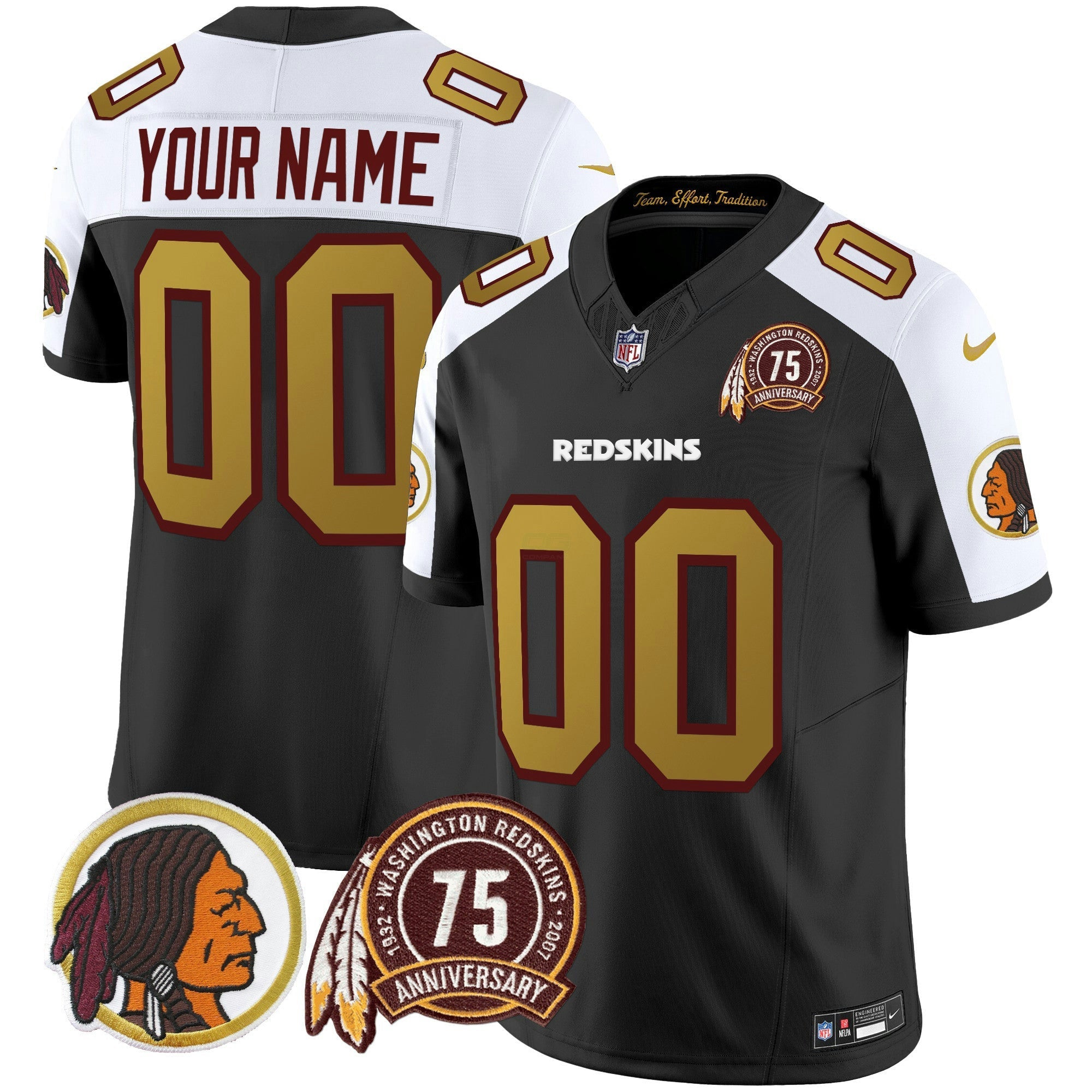 Camisa NFL Washington Redskins 75th Patch Throwback Vapor Limited Jersey V2