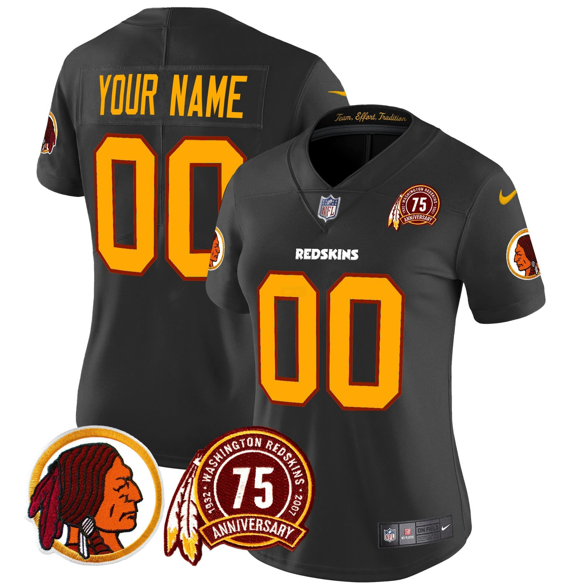 Camisa NFL Washington Redskins 75th Patch Throwback Vapor Limited Jersey