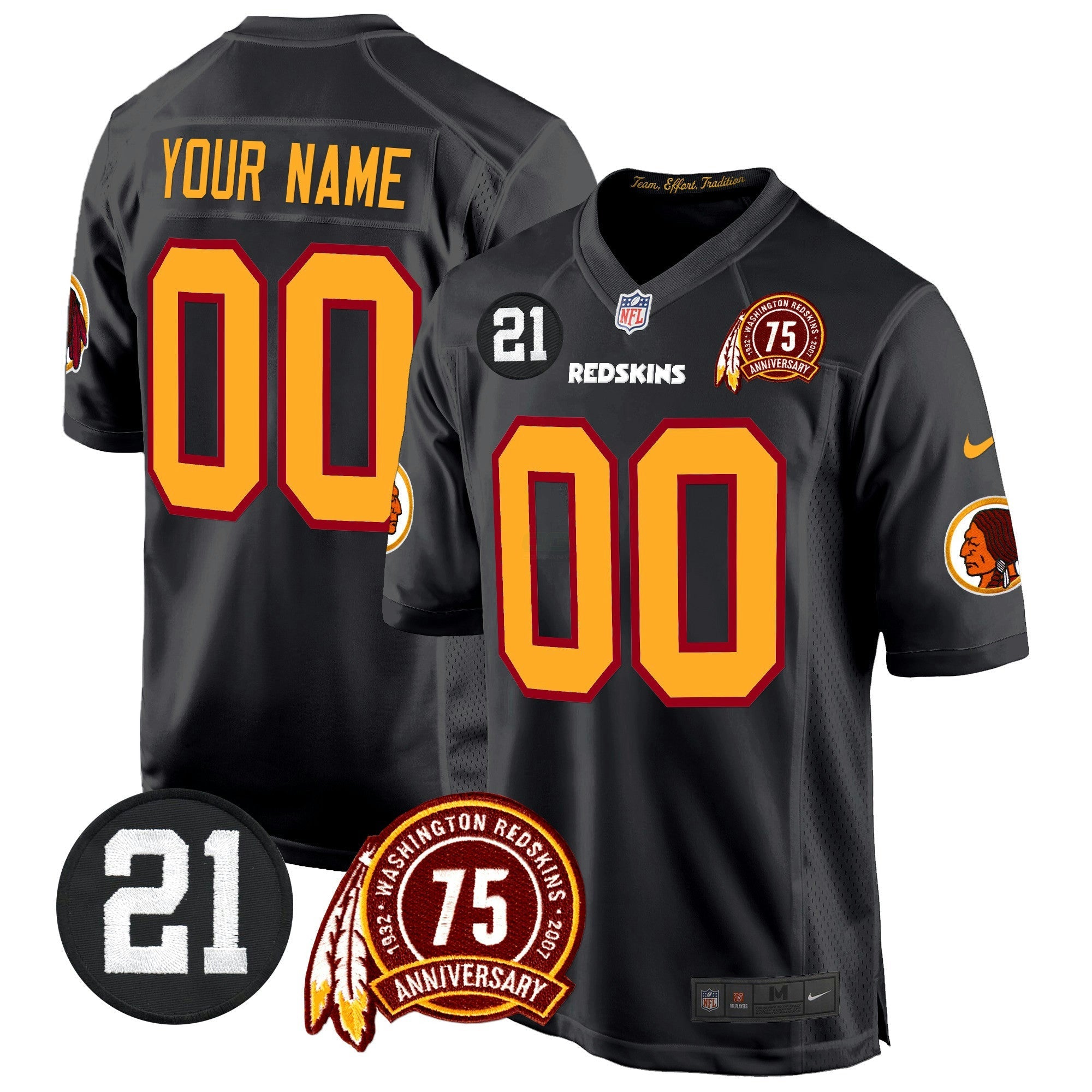 Camisa NFL Washington Redskins 75th & Sean Taylor Patch Game Jersey