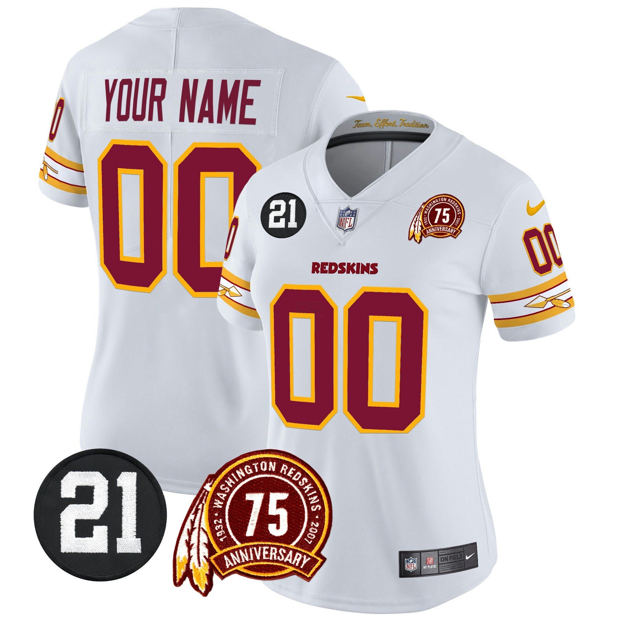 Camisa NFL Washington Redskins 75th & Sean Taylor Patch Vapor Limited Jersey V2