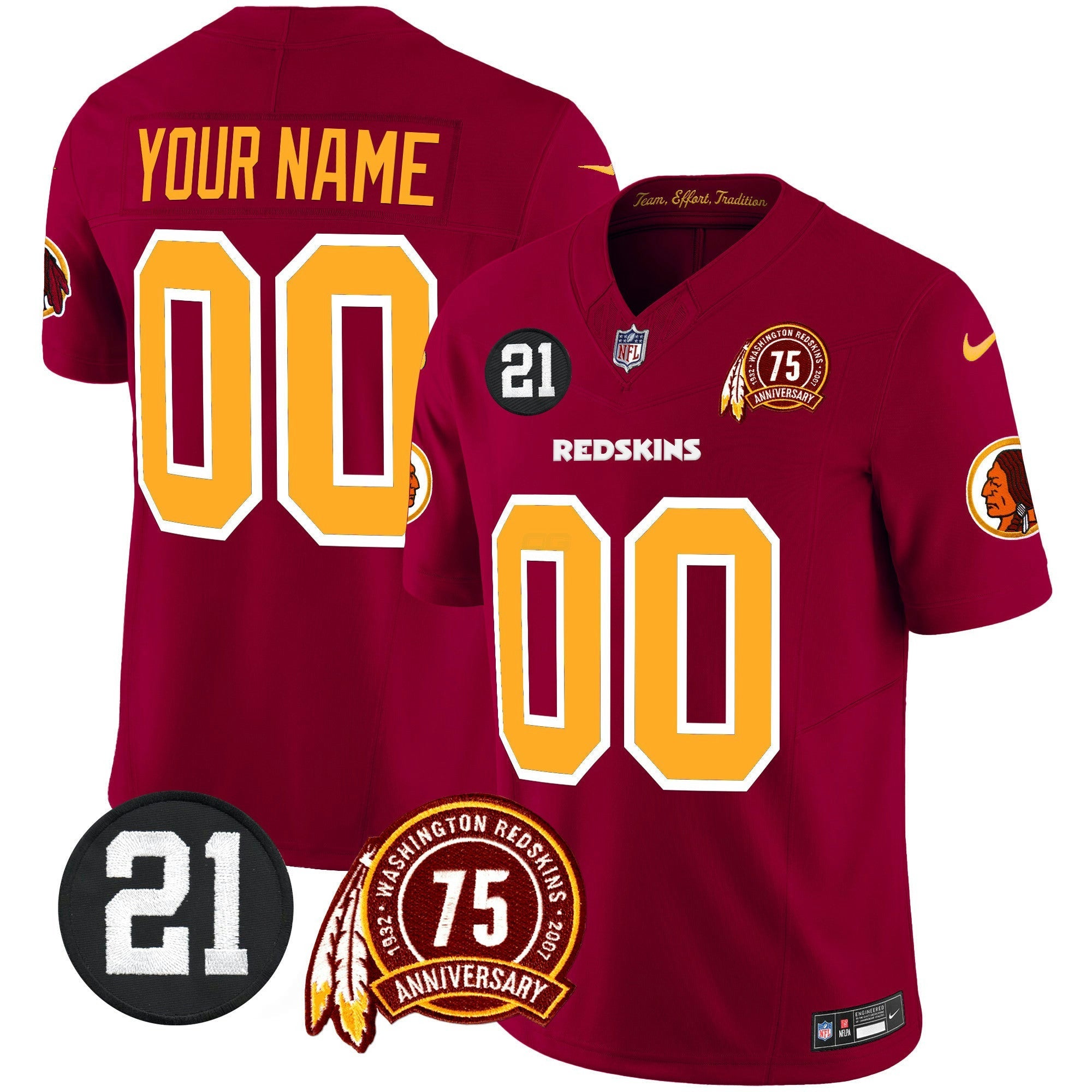 Camisa NFL Washington Redskins 75th & Sean Taylor Patch Vapor Limited Jersey