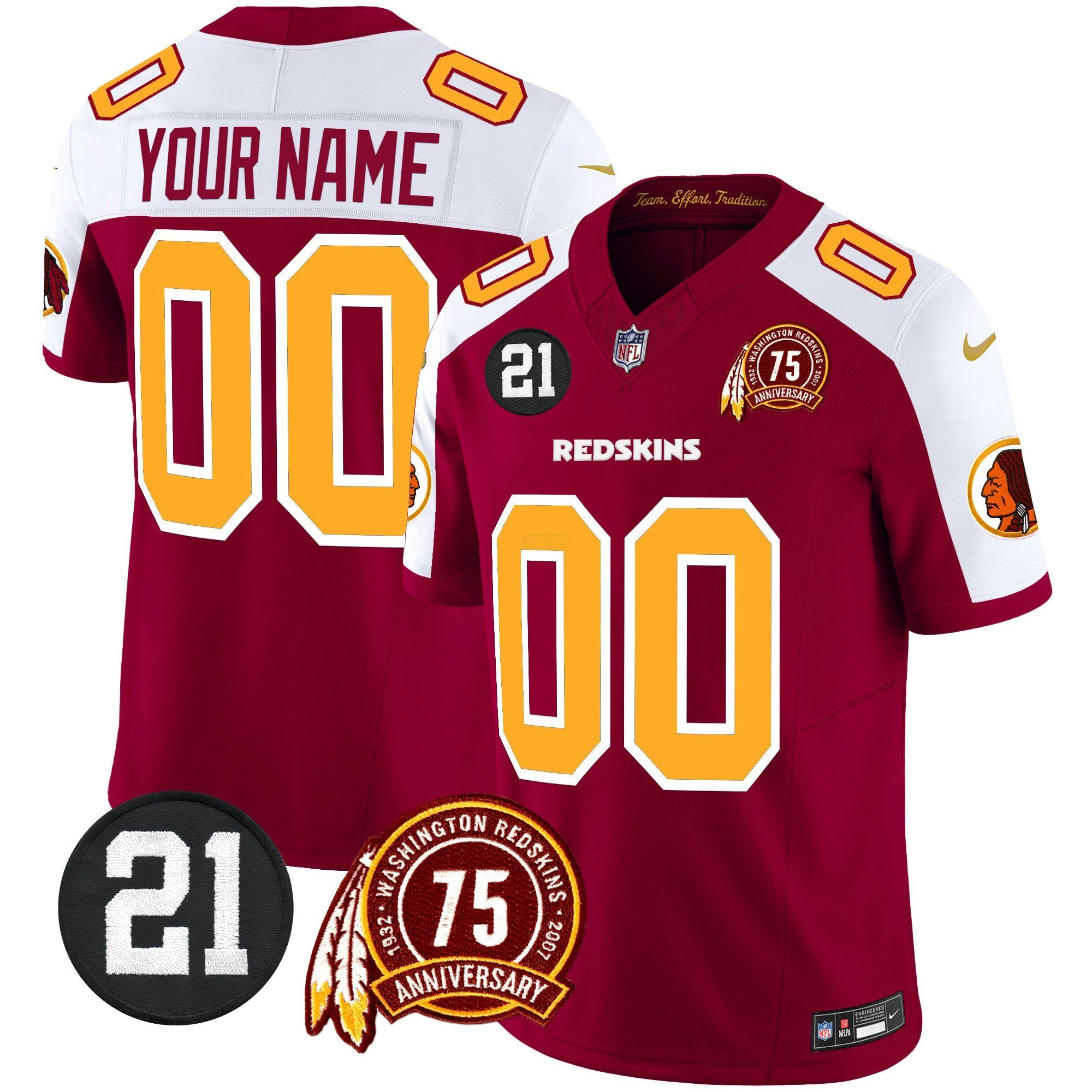 Camisa NFL Washington Redskins 75th & Sean Taylor Patch Vapor Limited Jersey
