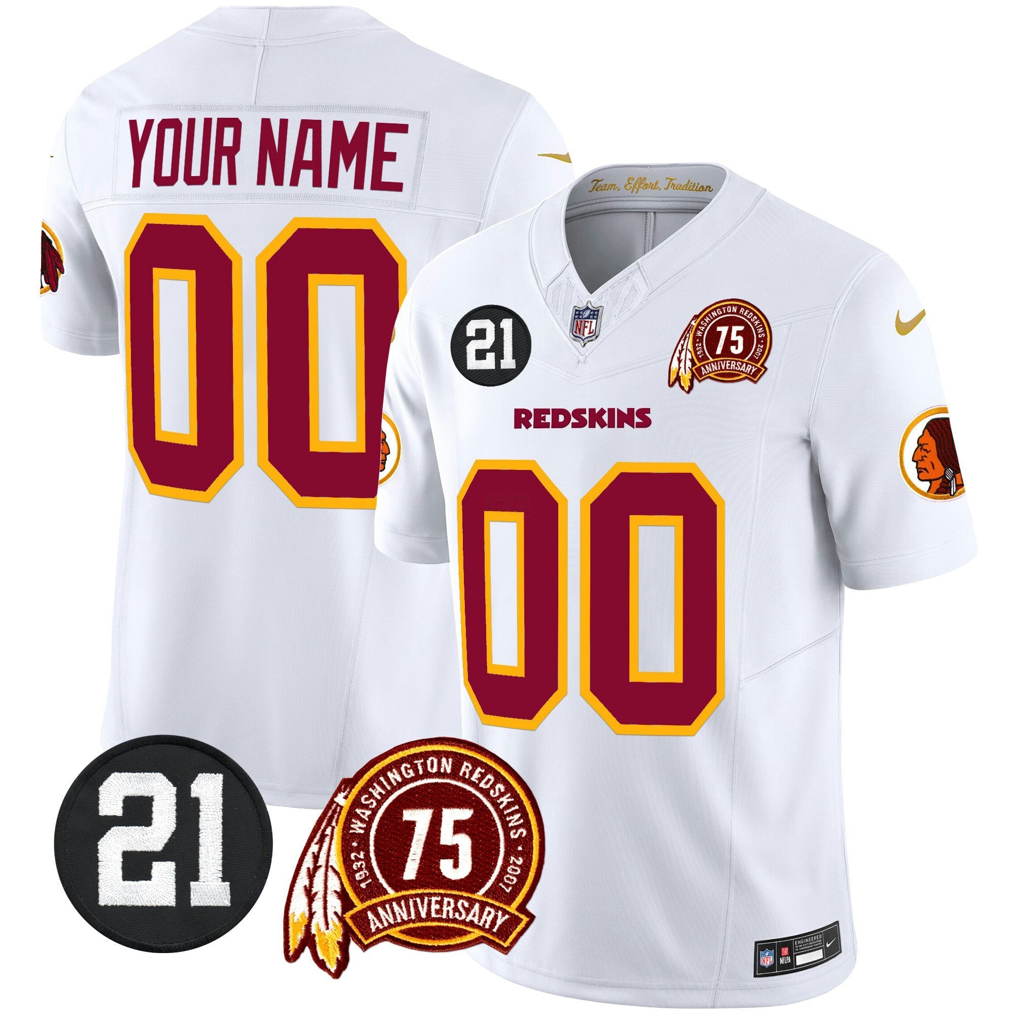 Camisa NFL Washington Redskins 75th & Sean Taylor Patch Vapor Limited Jersey