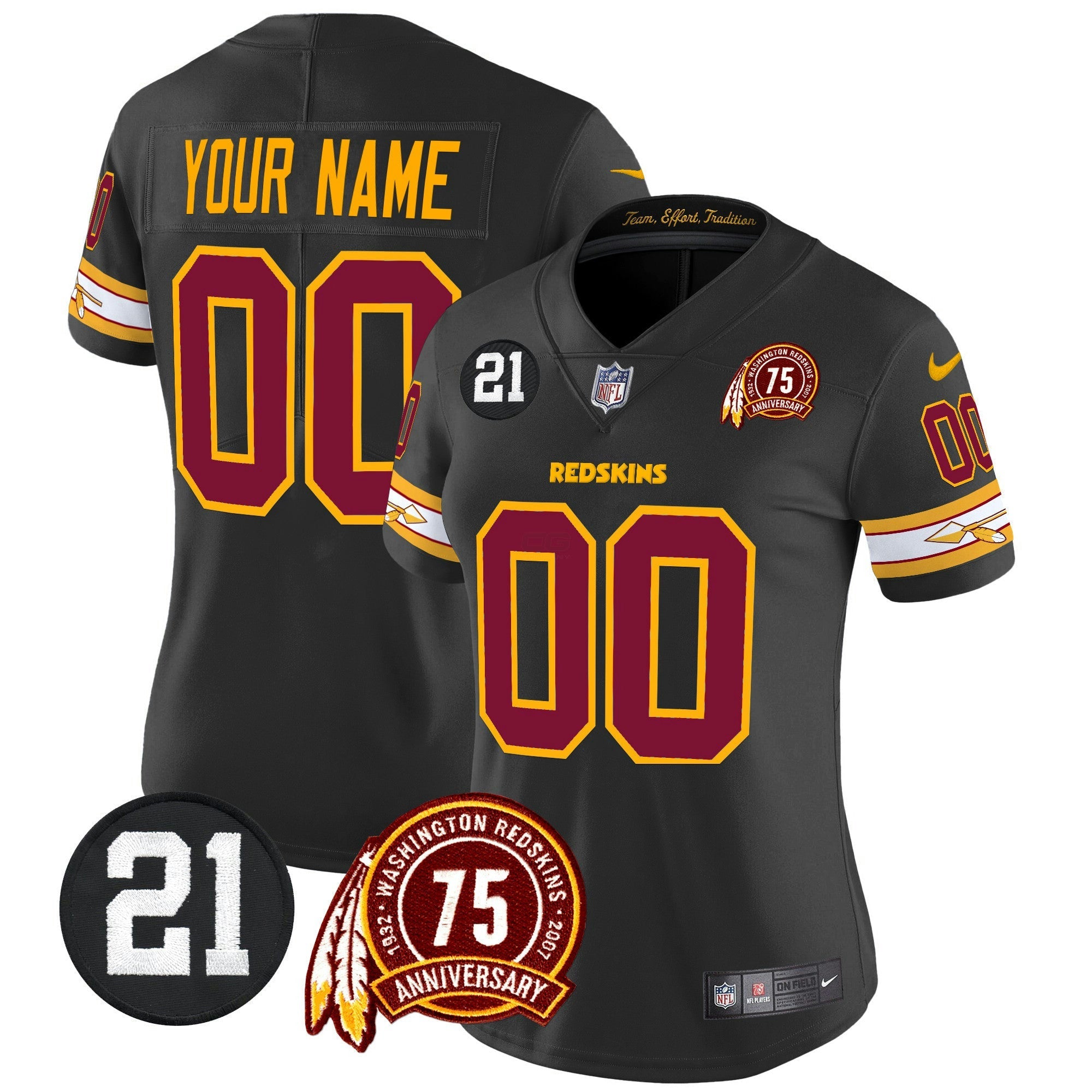 Camisa NFL Washington Redskins 75th & Sean Taylor Patch Vapor Limited Jersey V2