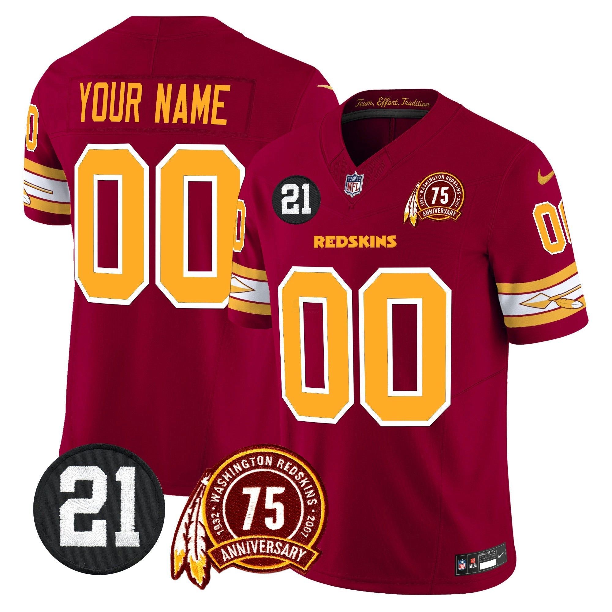 Camisa NFL Washington Redskins 75th & Sean Taylor Patch Vapor Limited Jersey V2