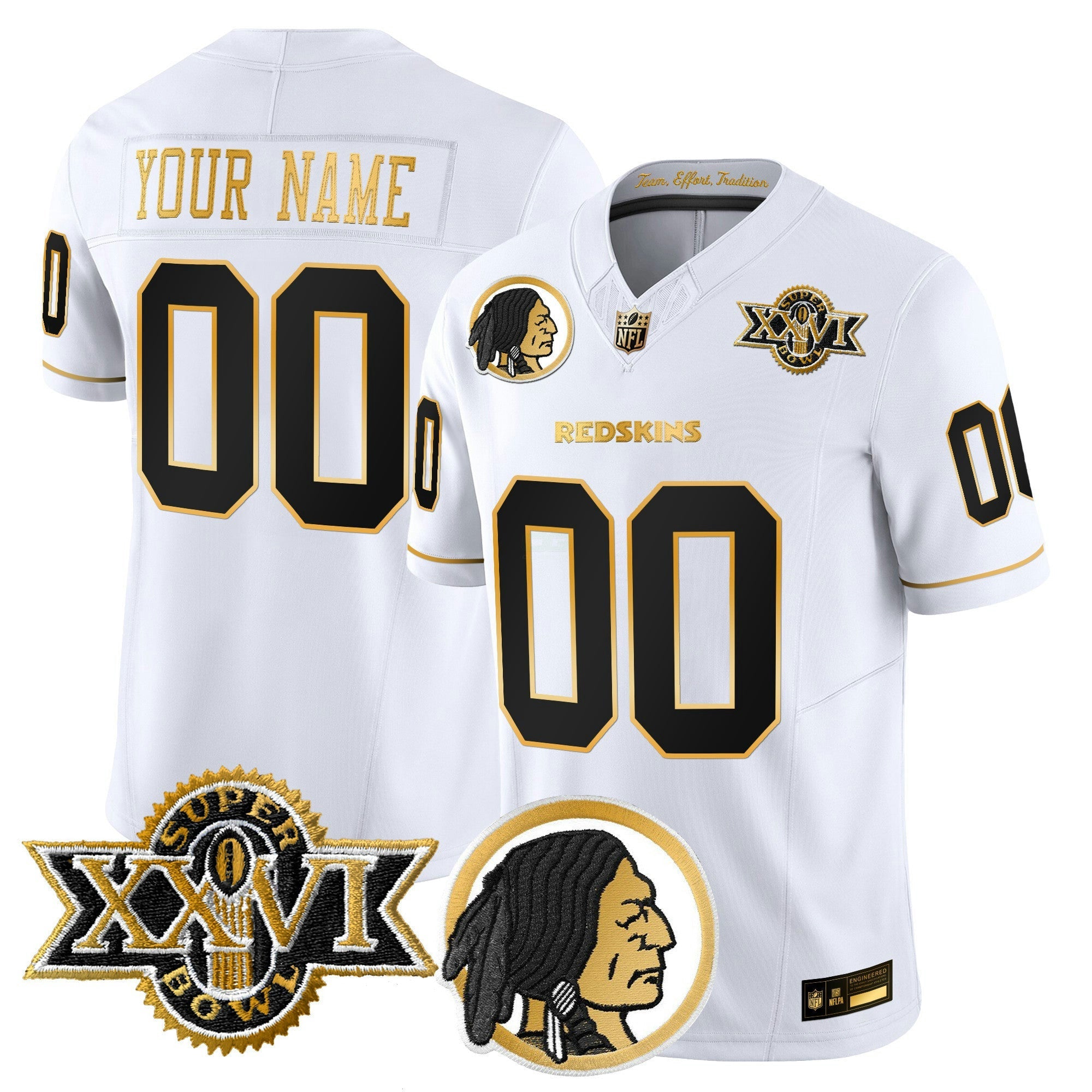 Camisa NFL Washington Redskins Throwback 1992 Super Bowl XXVI Patch Dourada Vapor Limited Jersey