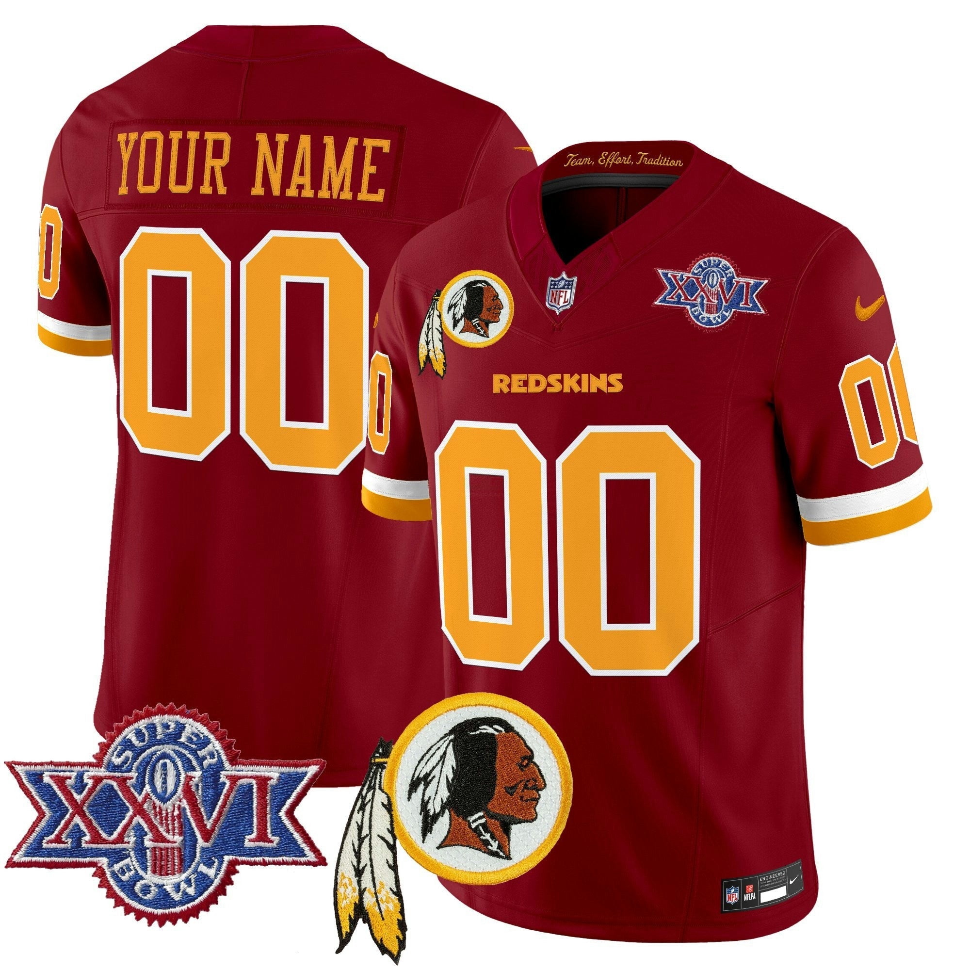 Camisa NFL Washington Redskins Throwback 1992 Super Bowl XXVI Patch Vapor Limited Jersey V3