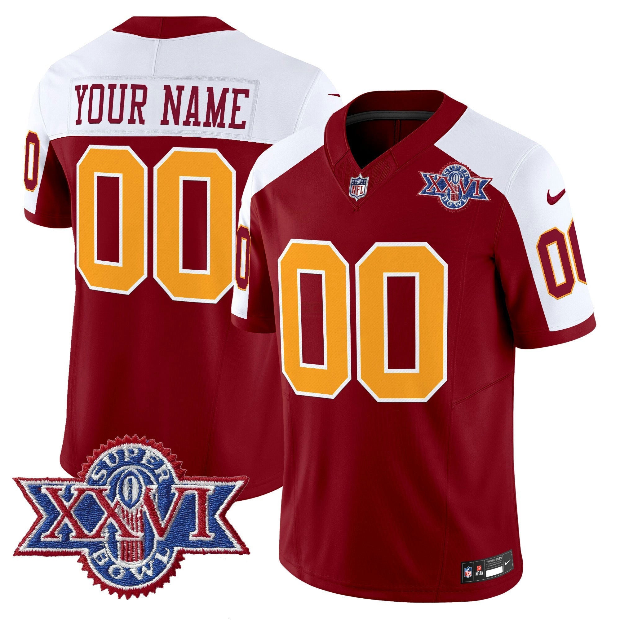 Camisa NFL Washington Redskins Throwback 1992 Super Bowl XXVI Patch Vapor Limited Jersey