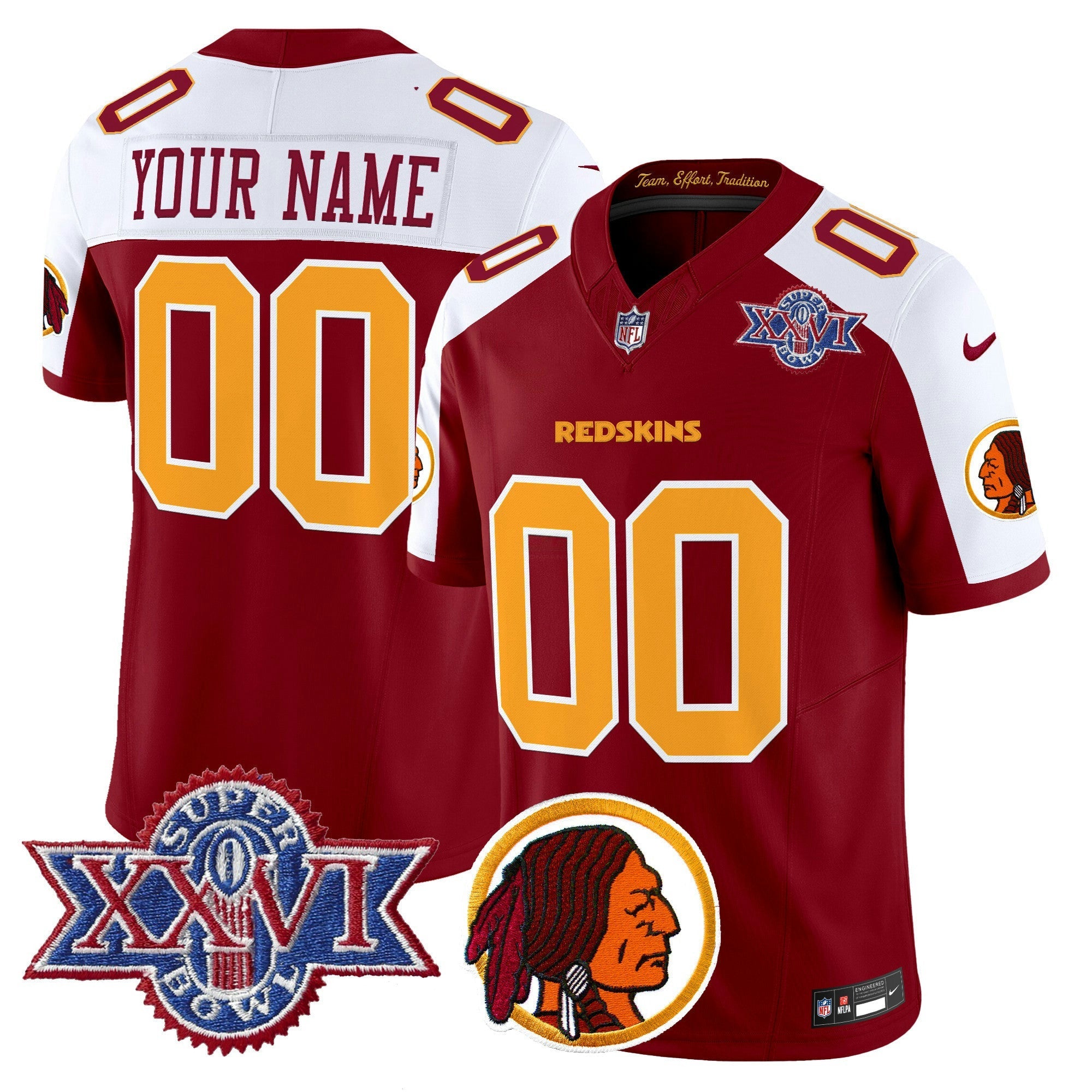 Camisa NFL Washington Redskins Throwback 1992 Super Bowl XXVI Patch Vapor Limited Jersey V2