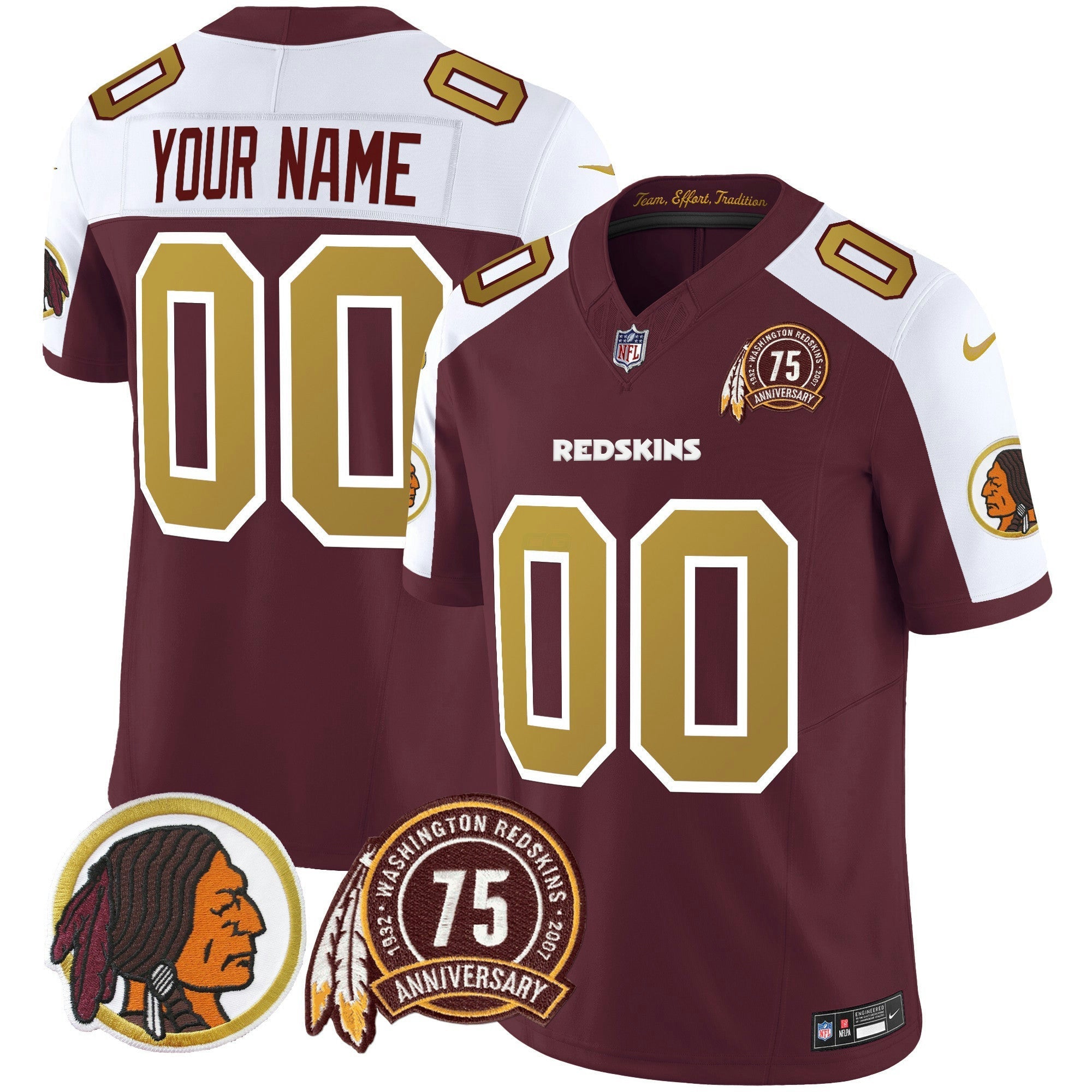 Camisa NFL Washington Redskins Throwback 75th Patch Vapor Limited Jersey
