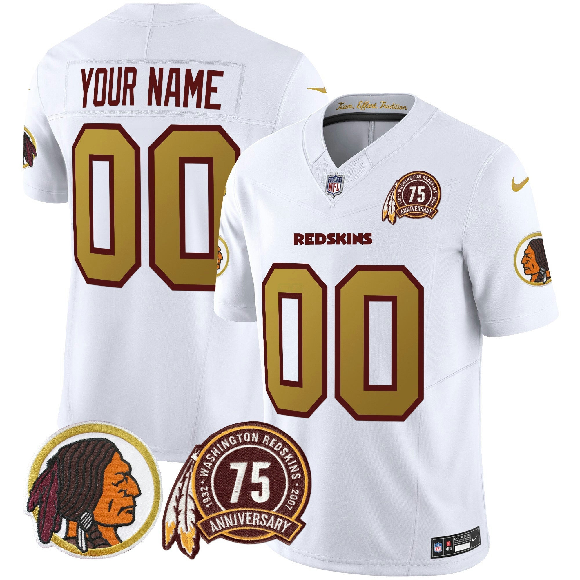 Camisa NFL Washington Redskins Throwback 75th Patch Vapor Limited Jersey
