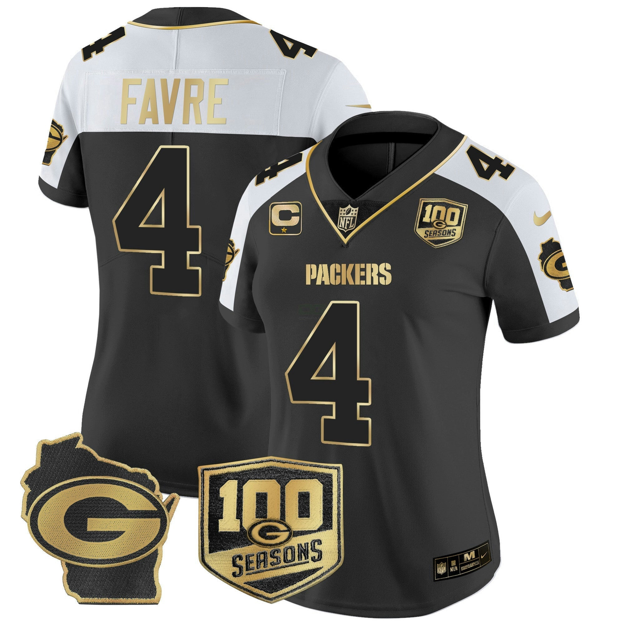 Camisa NFL Women’s 100th Season & Home Patch Dourada Vapor Limited Jersey