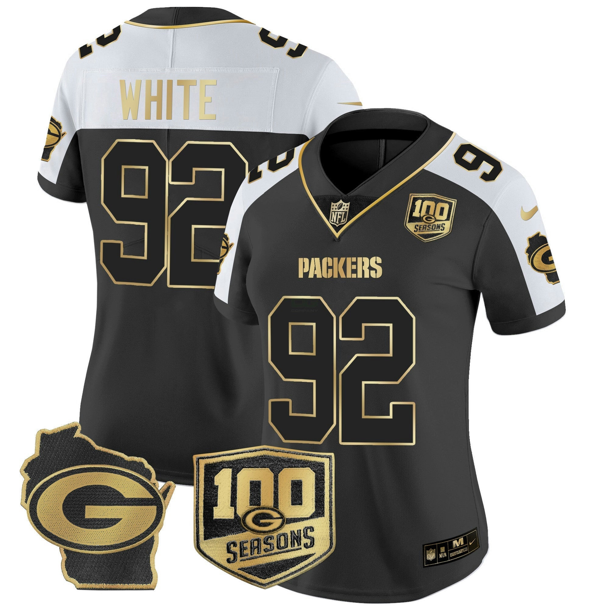 Camisa NFL Women’s 100th Season & Home Patch Dourada Vapor Limited Jersey