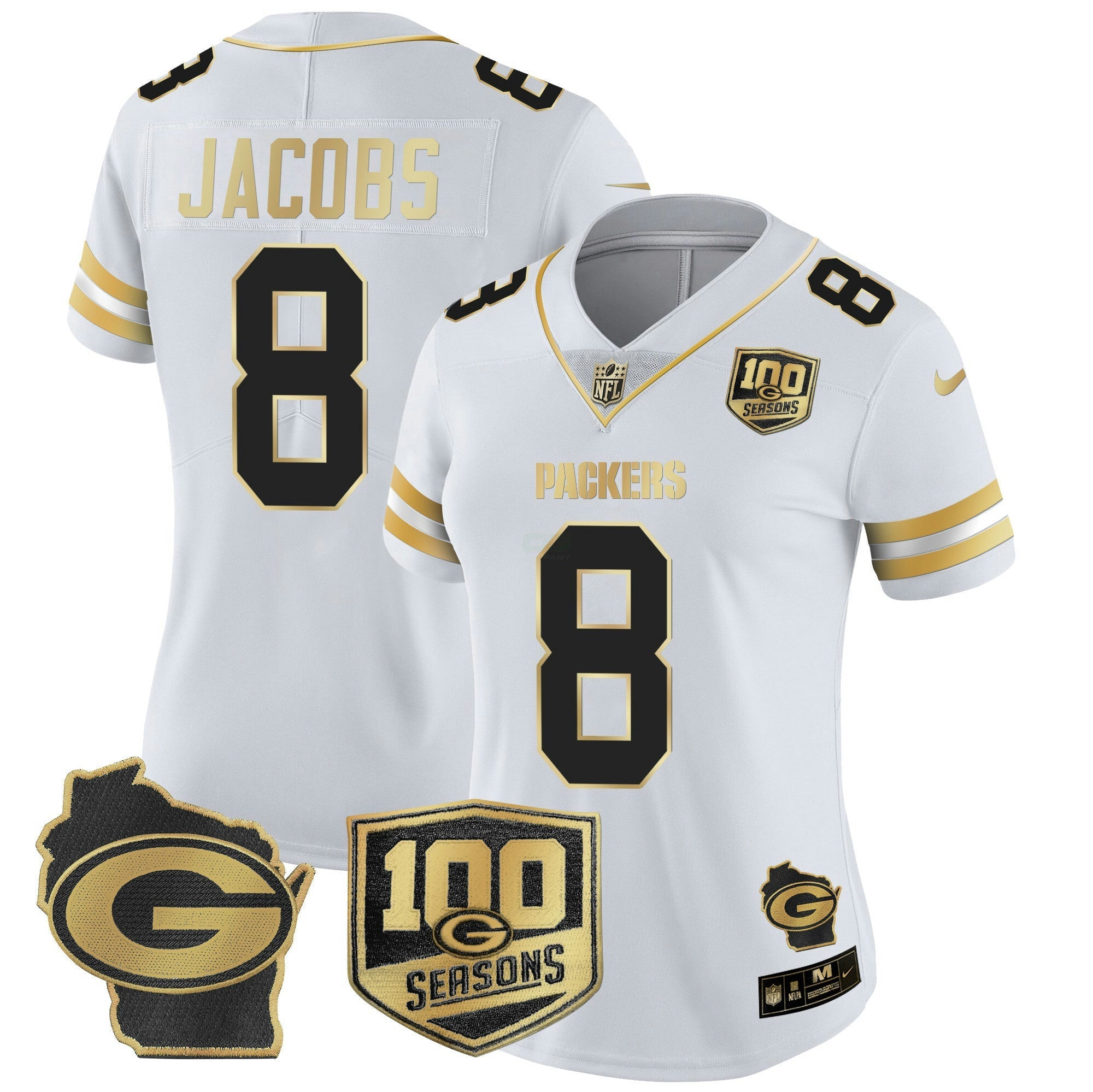 Camisa NFL Women’s 100th Season & Home Patch Dourada Vapor Limited Jersey