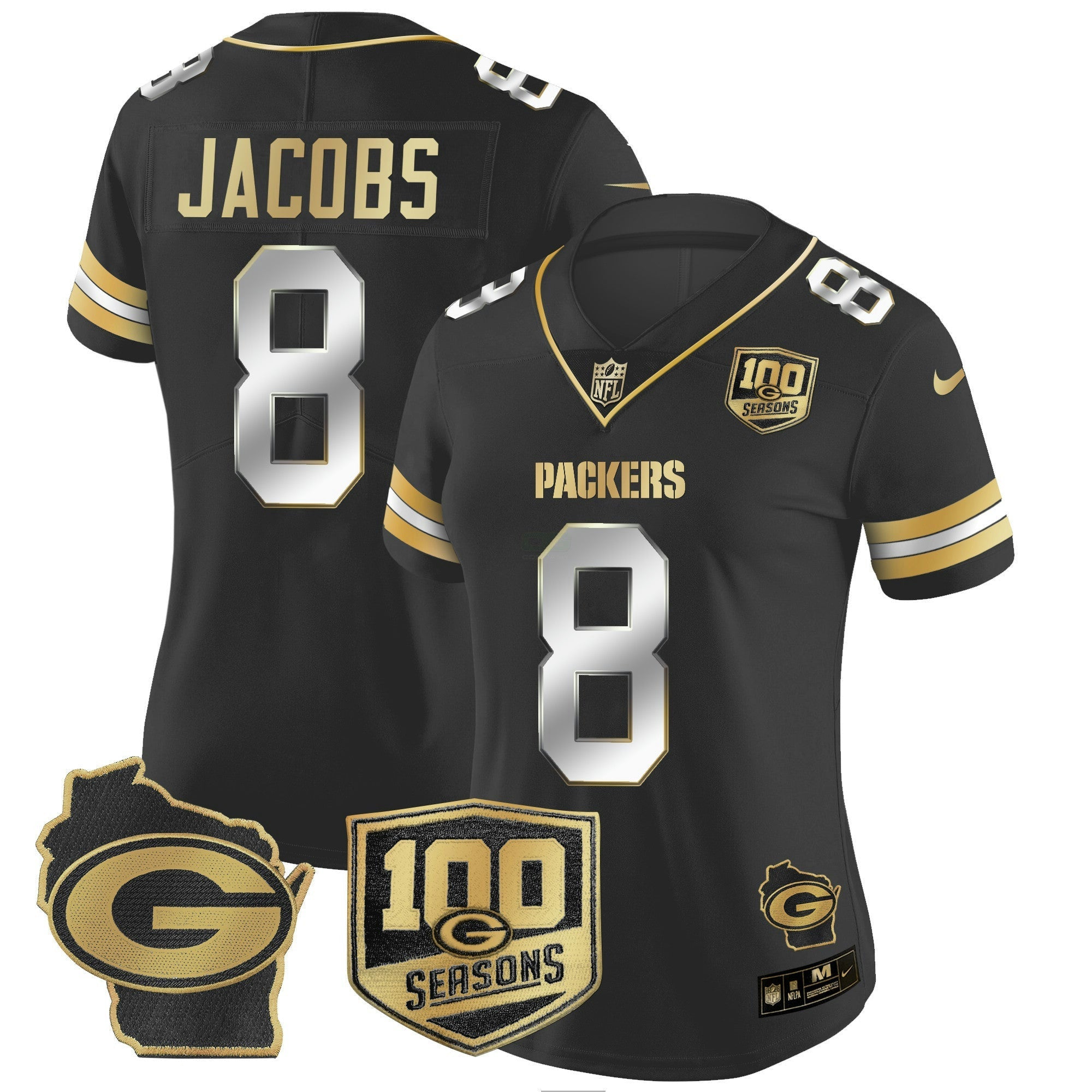 Camisa NFL Women’s 100th Season & Home Patch Dourada Vapor Limited Jersey