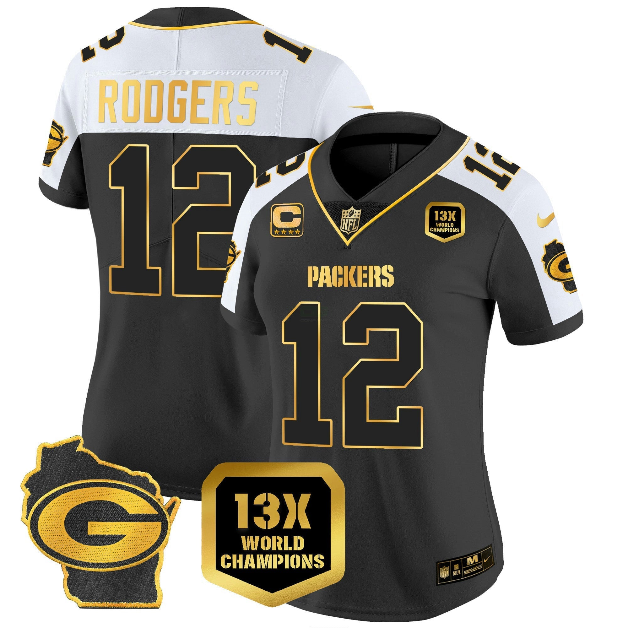 Camisa NFL Women’s 13 Time World Champions & Home Patch Dourada Vapor Jersey