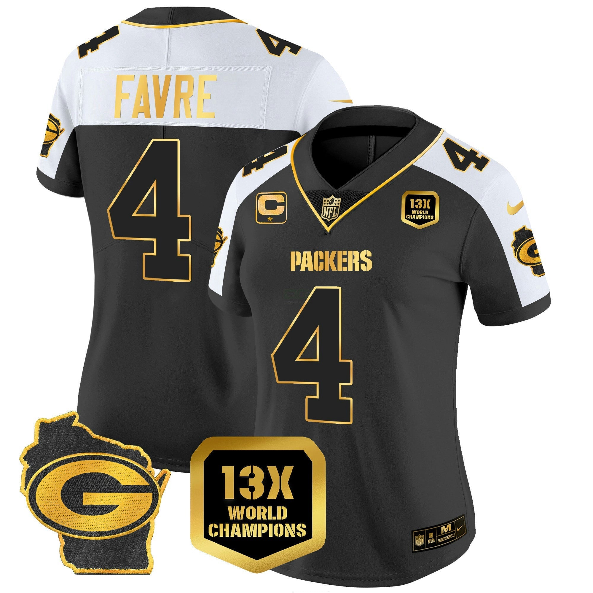 Camisa NFL Women’s 13 Time World Champions & Home Patch Dourada Vapor Jersey