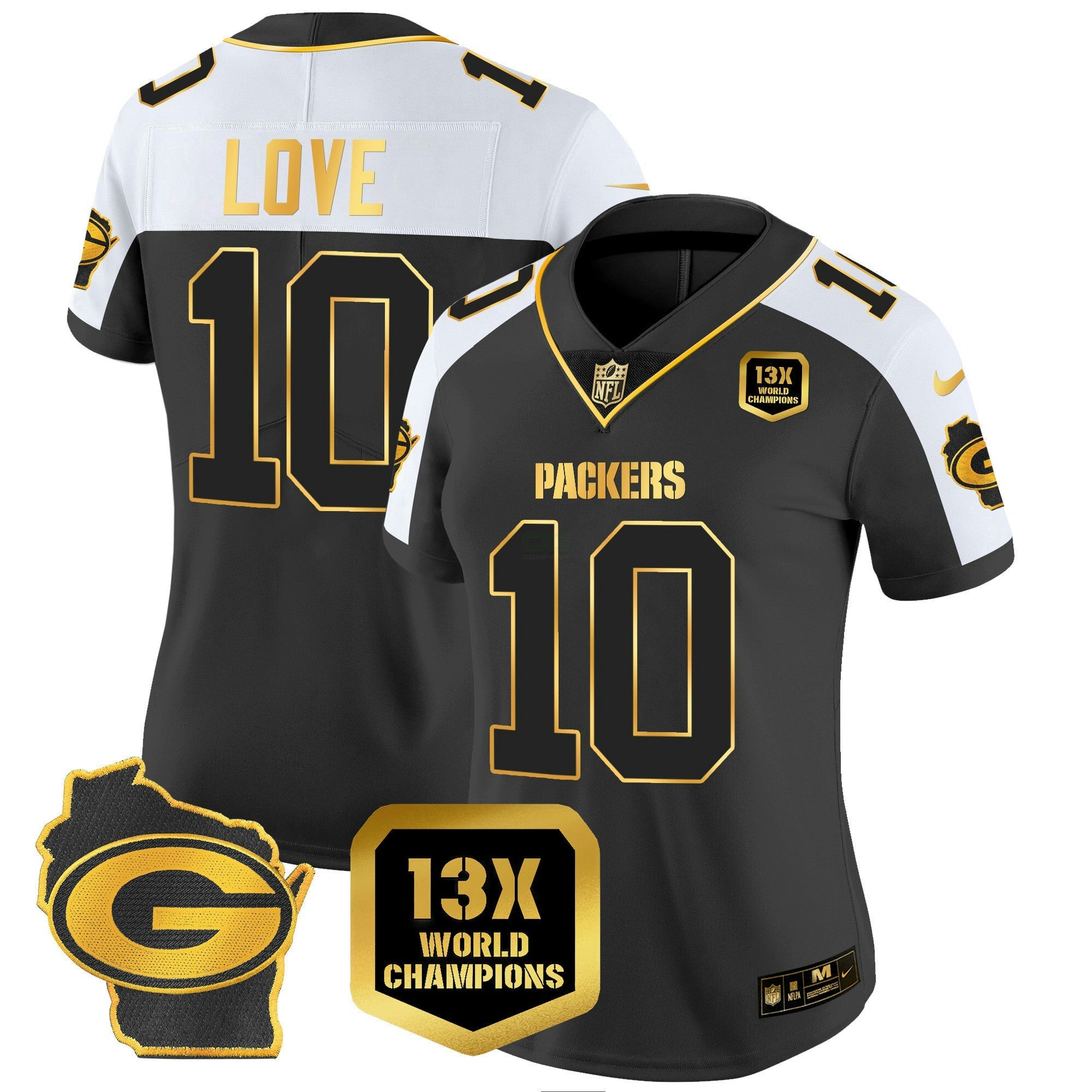 Camisa NFL Women’s 13 Time World Champions & Home Patch Dourada Vapor Jersey