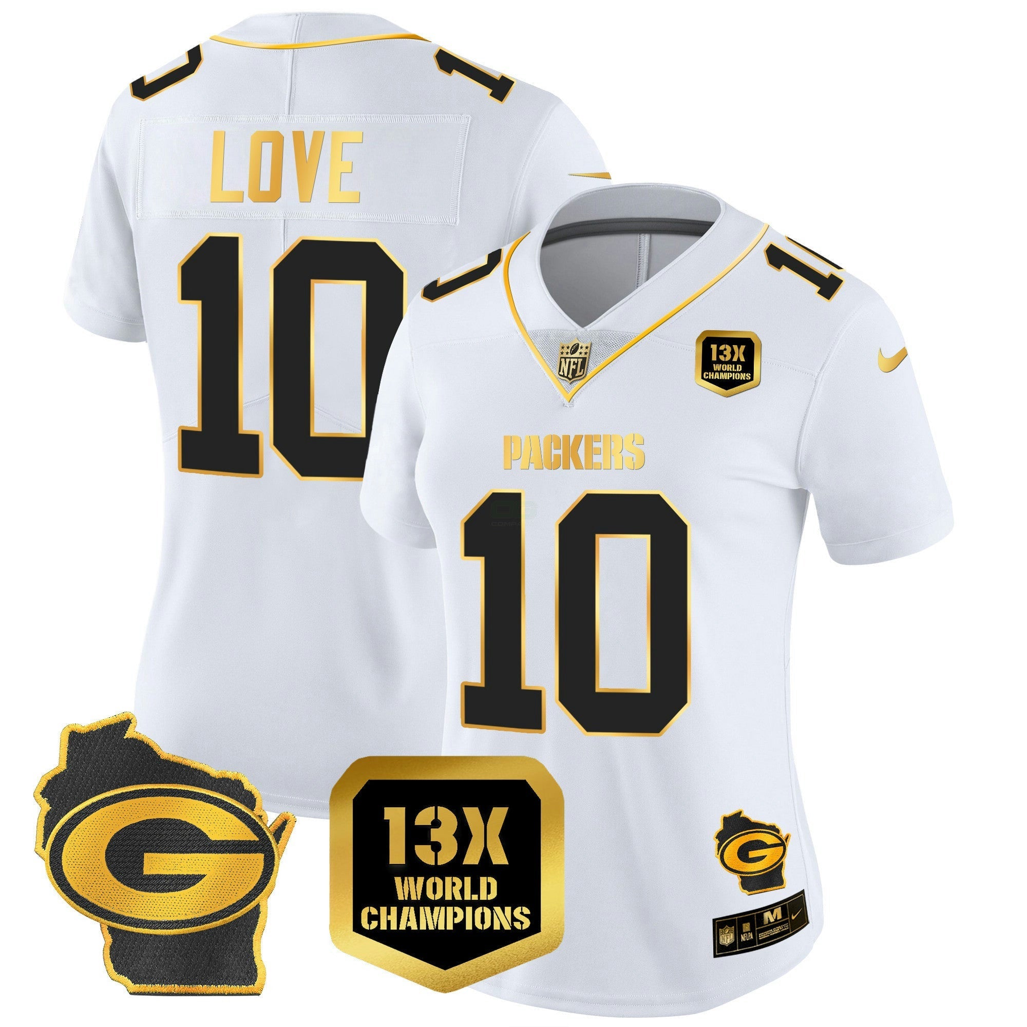 Camisa NFL Women’s 13 Time World Champions & Home Patch Dourada Vapor Jersey