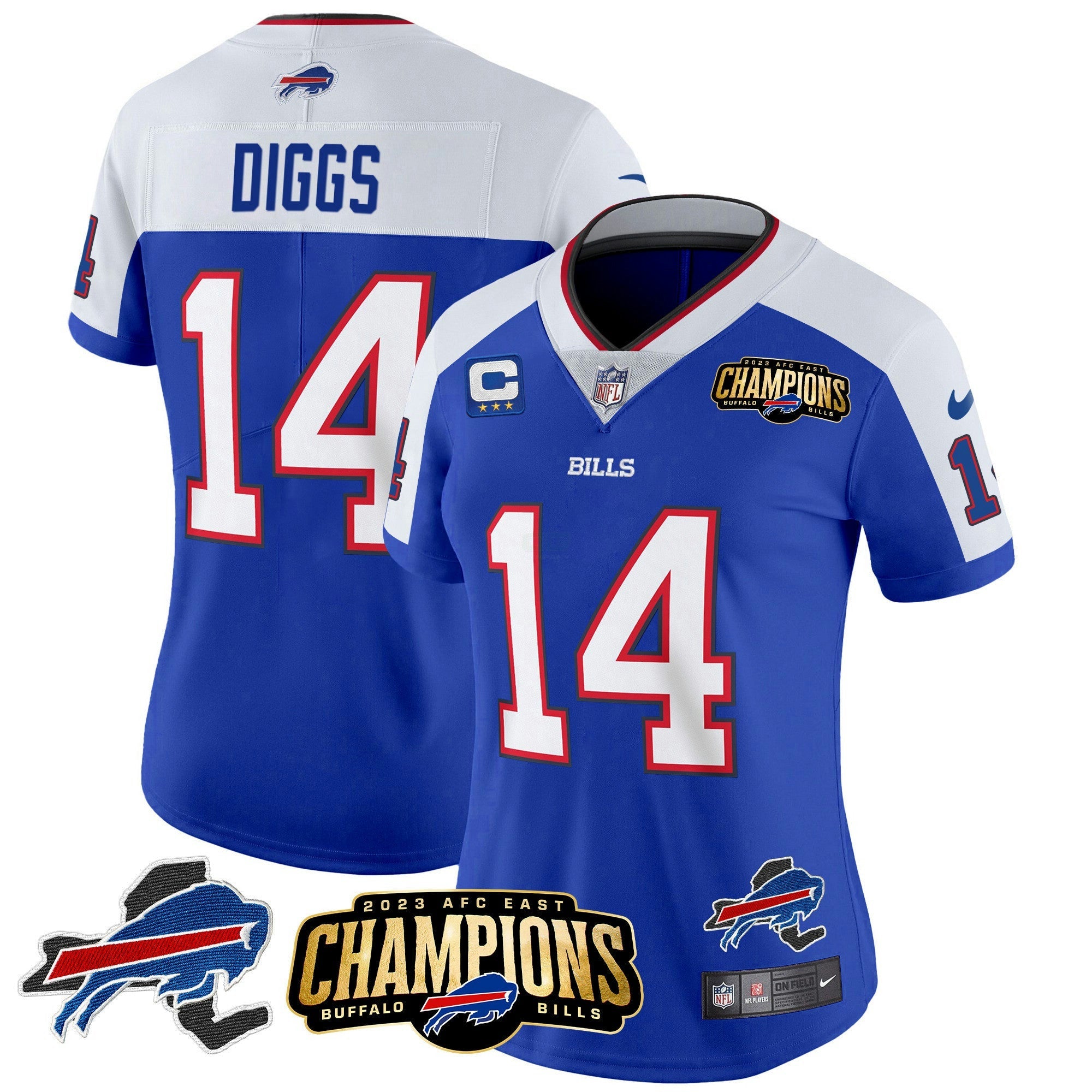 Camisa NFL Women’s 2023 AFC East Champions Patch Dourada Vapor Jersey V2