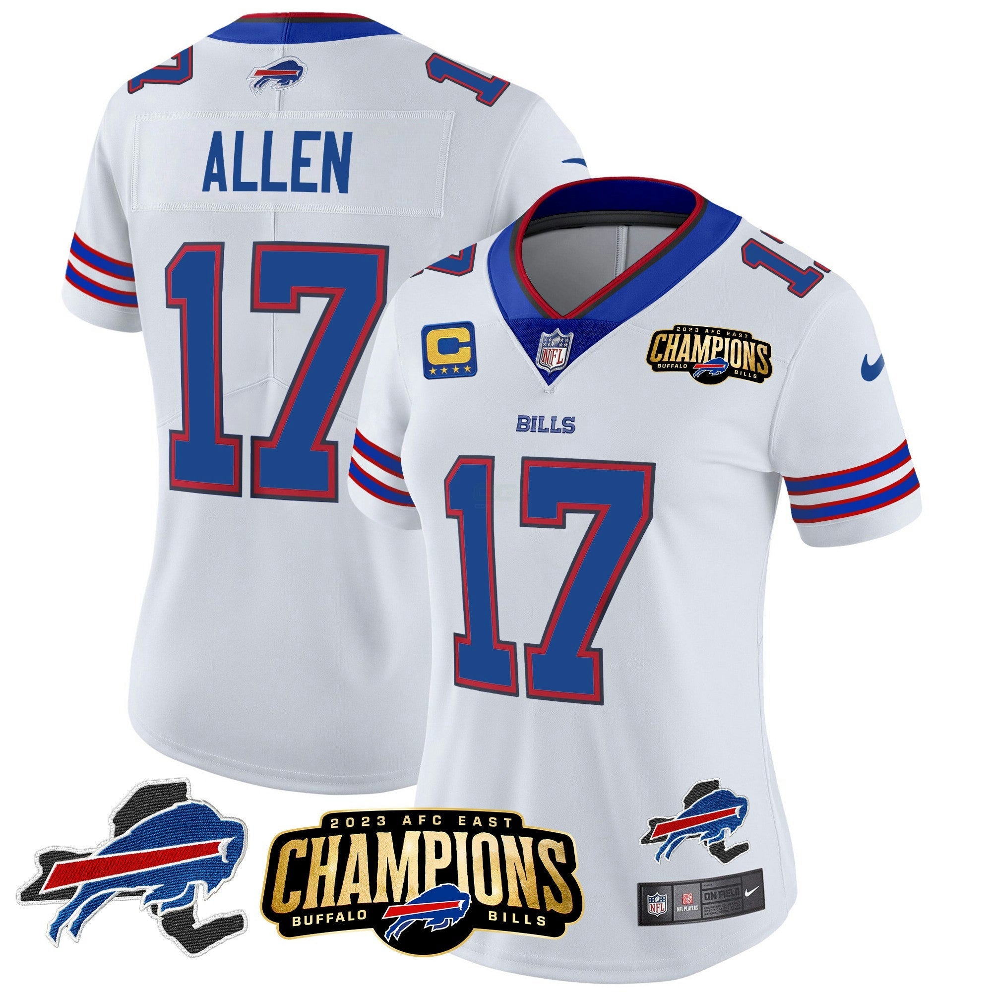 Camisa NFL Women’s 2023 AFC East Champions Patch Dourada Vapor Jersey V2