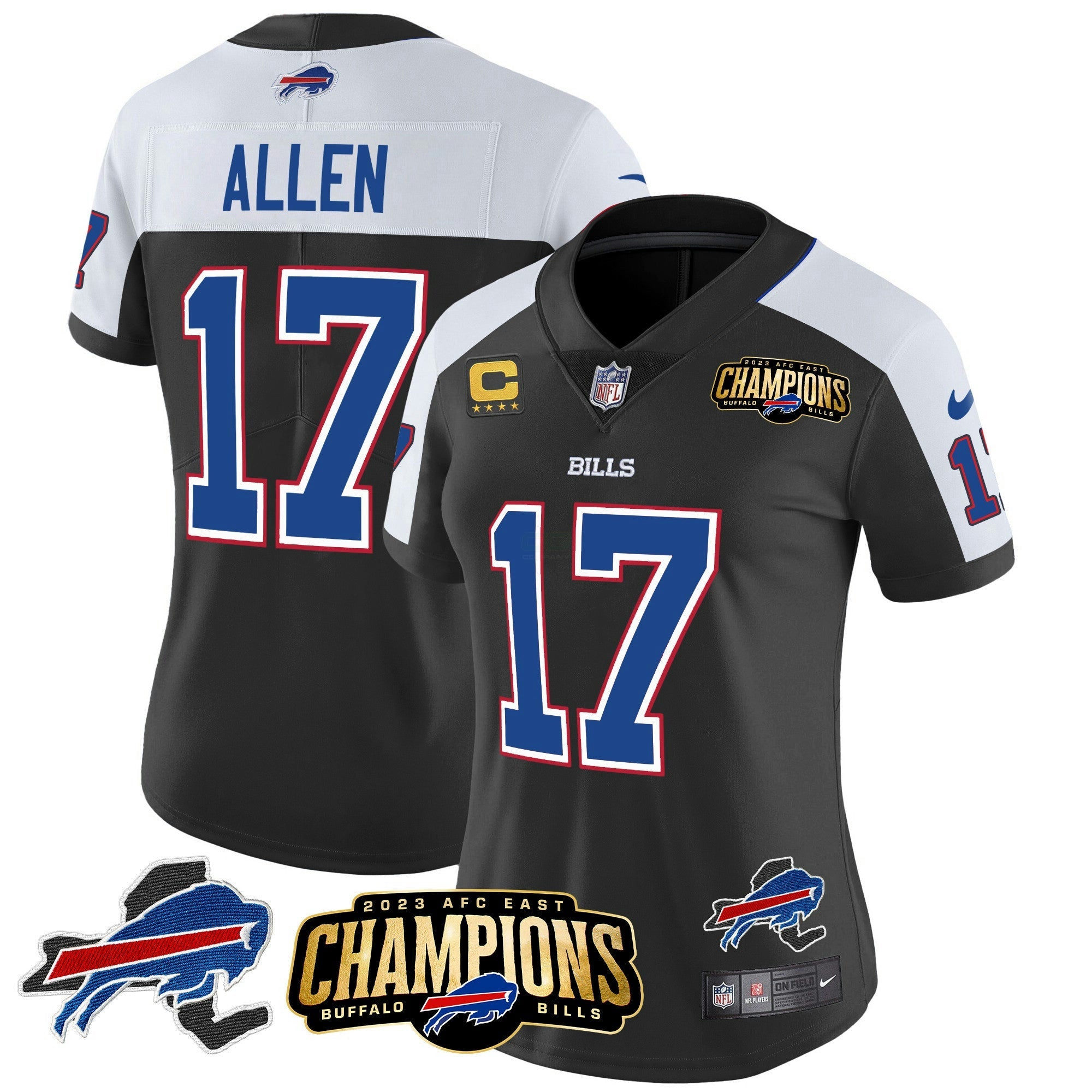 Camisa NFL Women’s 2023 AFC East Champions Patch Dourada Vapor Jersey V2