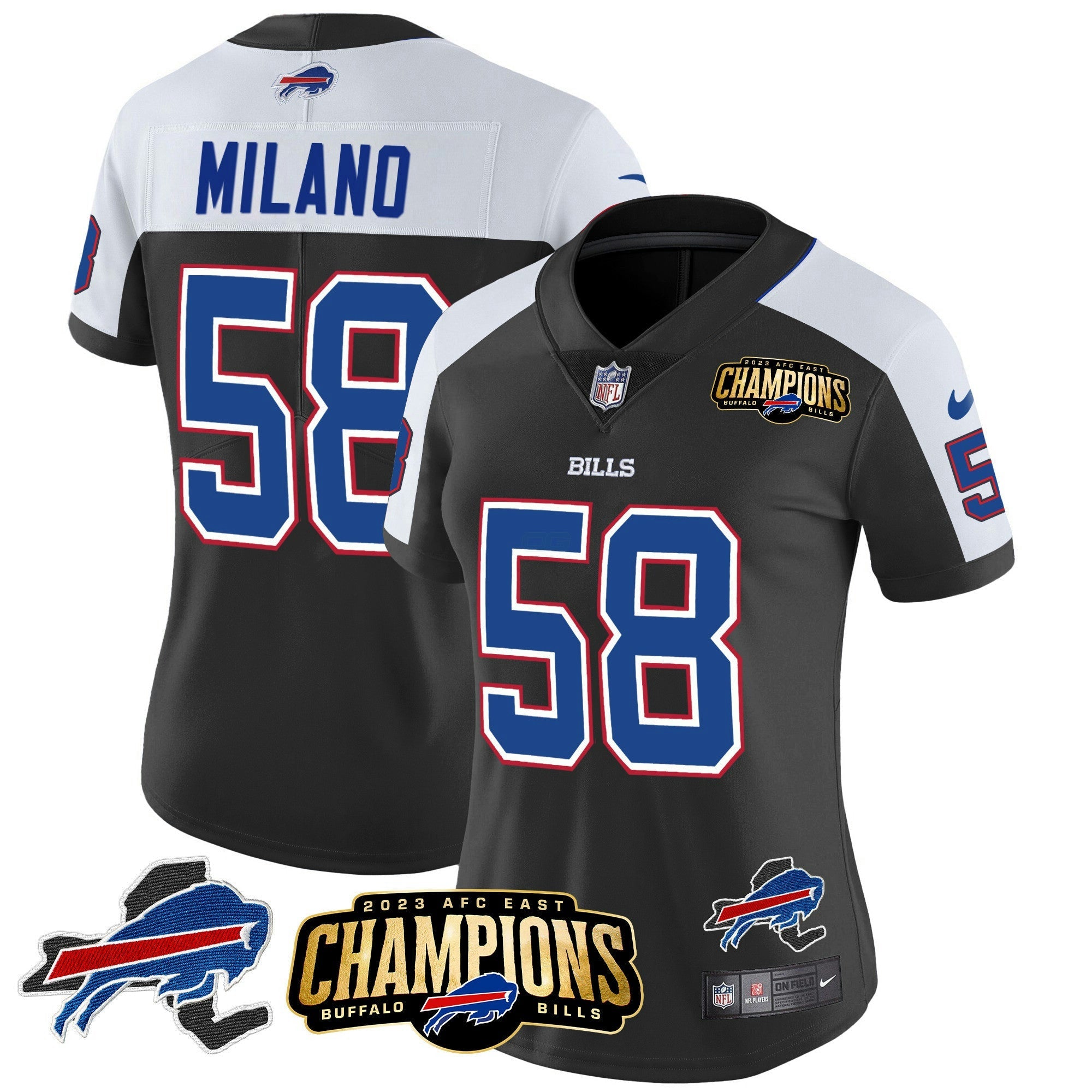 Camisa NFL Women’s 2023 AFC East Champions Patch Dourada Vapor Jersey V2