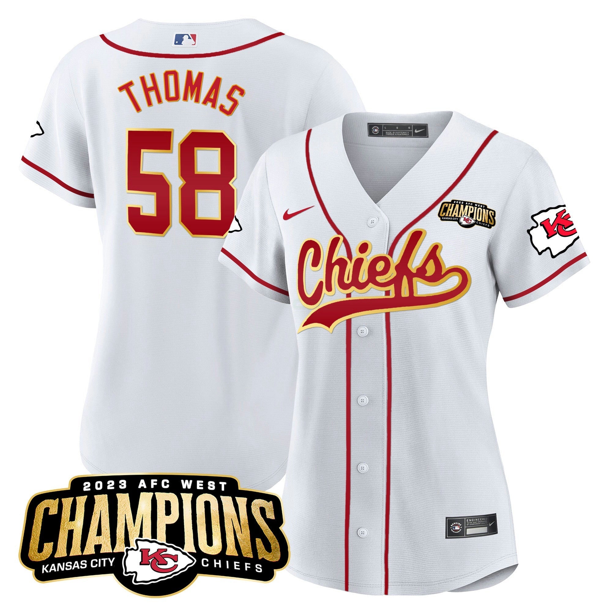 Camisa NFL Women’s 2023 AFC West Champions Patch Jersey