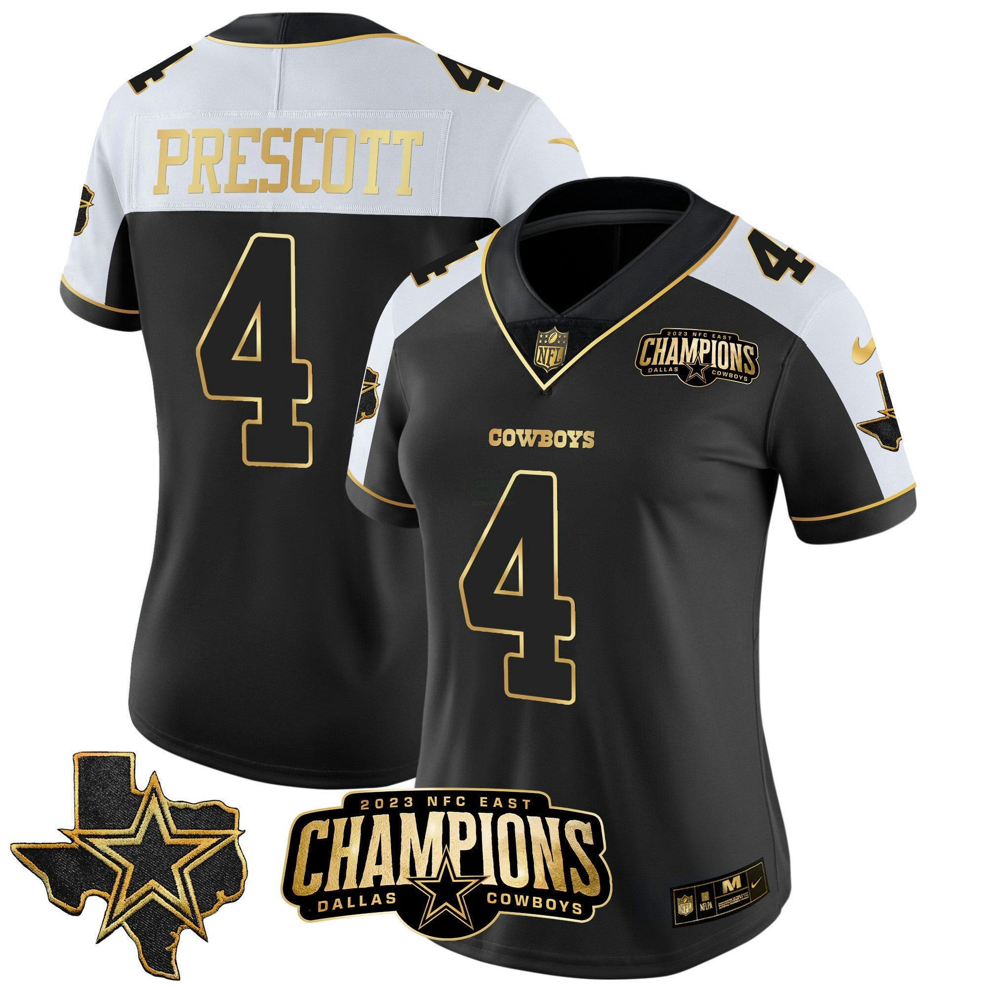 Camisa NFL Women’s 2023 NFC East Champions Patch Dourada Vapor Jersey