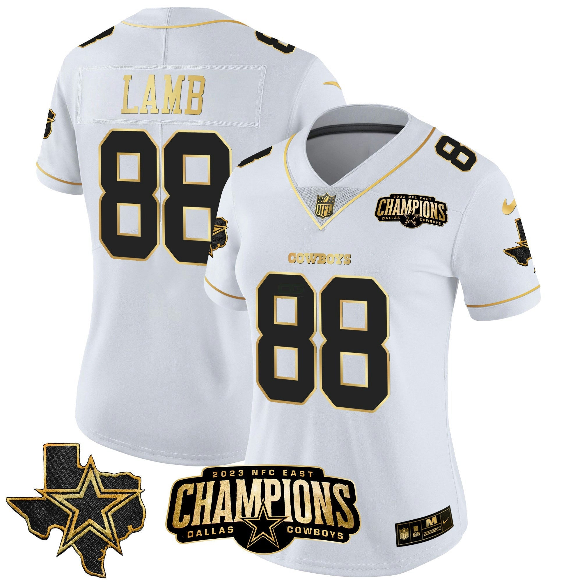 Camisa NFL Women’s 2023 NFC East Champions Patch Dourada Vapor Jersey