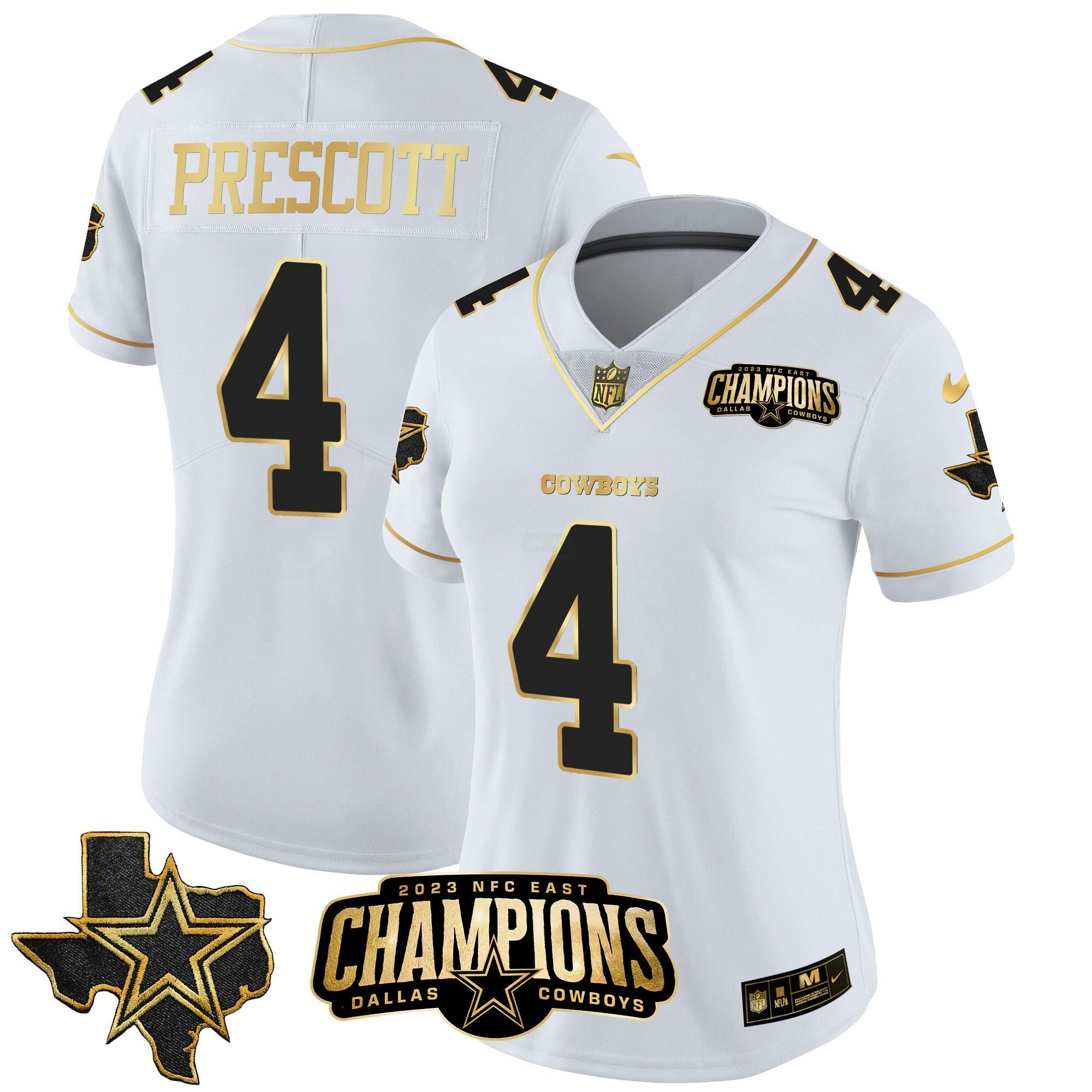 Camisa NFL Women’s 2023 NFC East Champions Patch Dourada Vapor Jersey