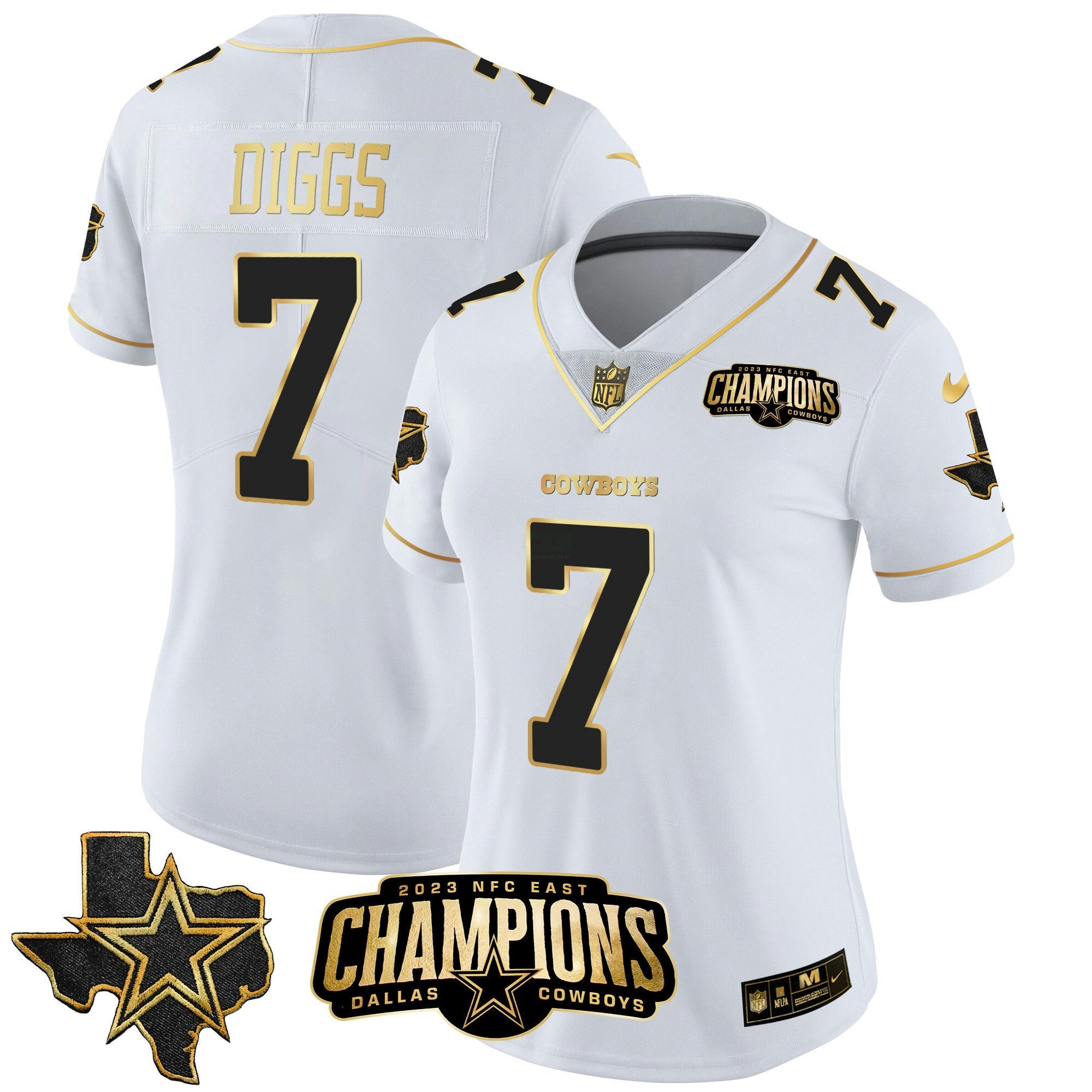 Camisa NFL Women’s 2023 NFC East Champions Patch Dourada Vapor Jersey