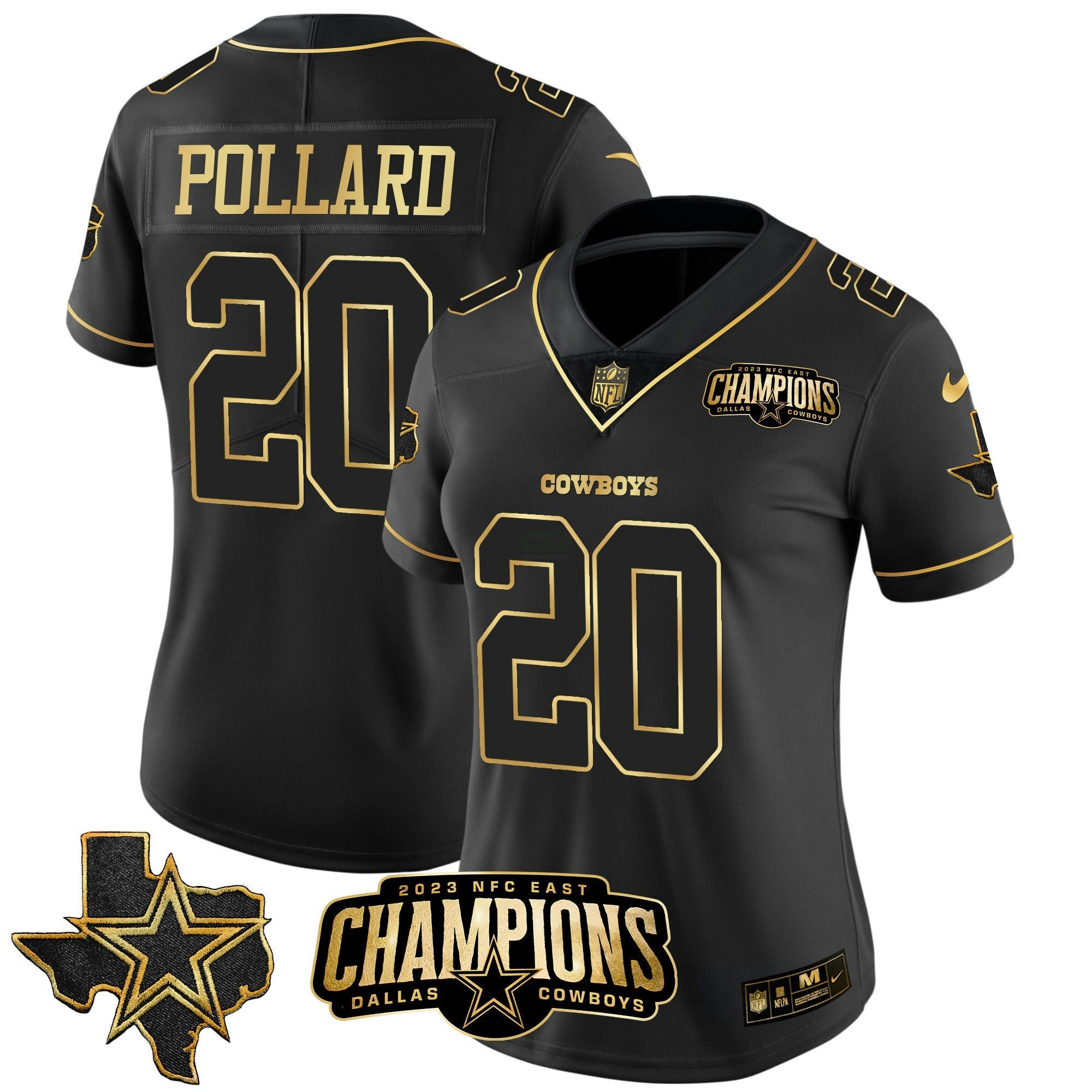 Camisa NFL Women’s 2023 NFC East Champions Patch Dourada Vapor Jersey