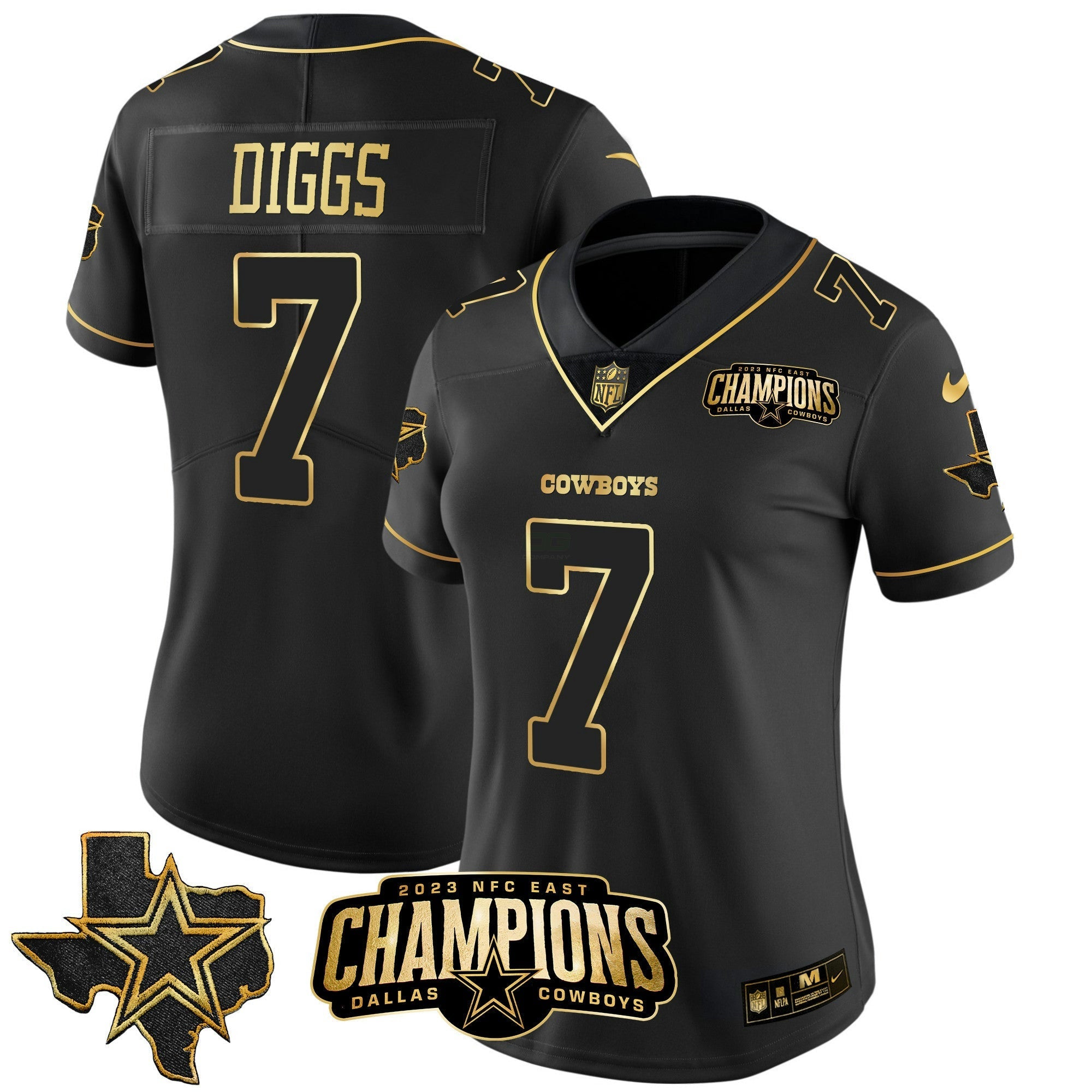 Camisa NFL Women’s 2023 NFC East Champions Patch Dourada Vapor Jersey
