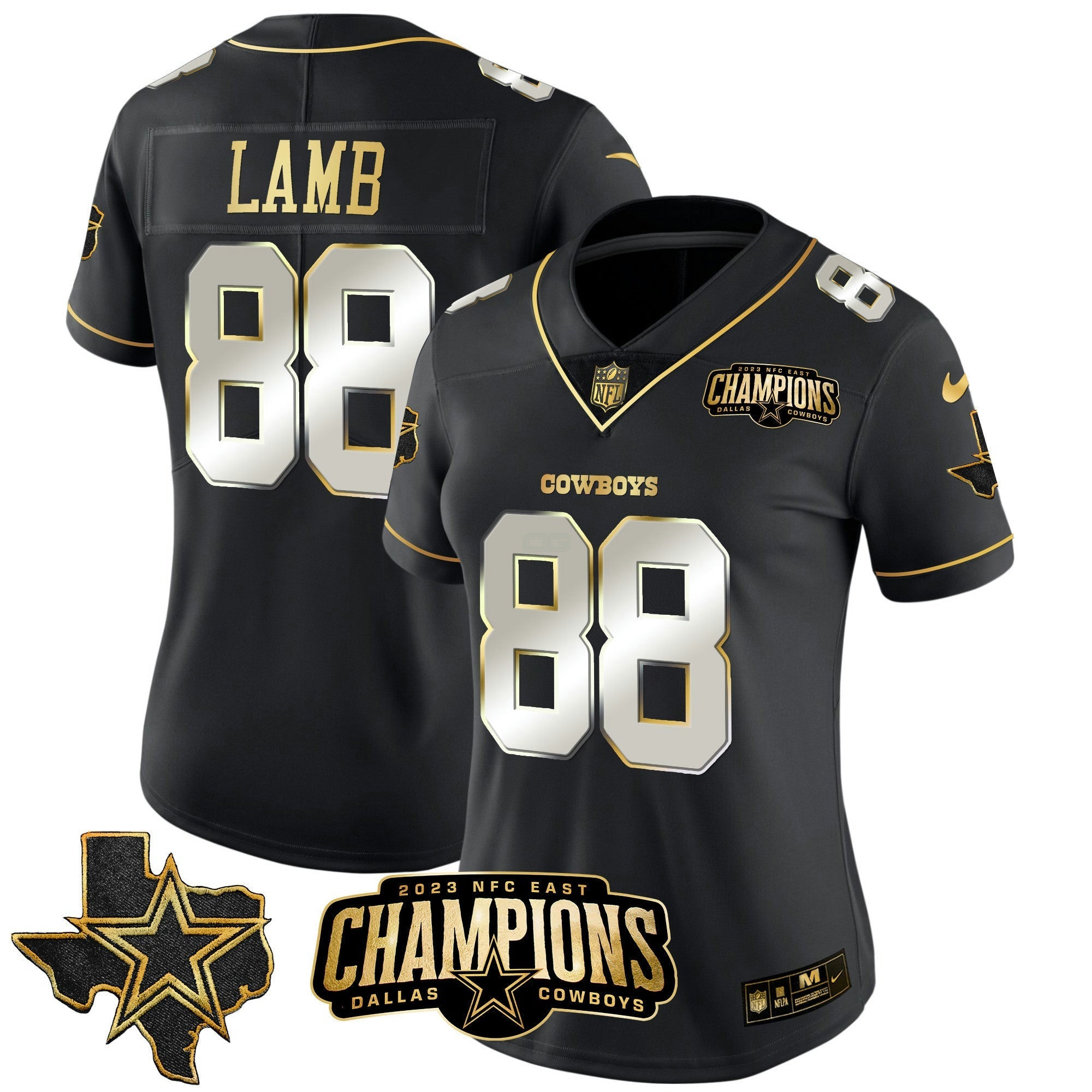 Camisa NFL Women’s 2023 NFC East Champions Patch Dourada Vapor Jersey