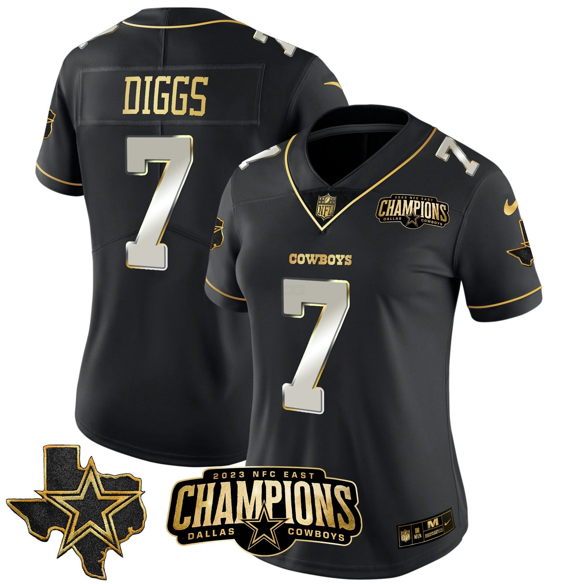 Camisa NFL Women’s 2023 NFC East Champions Patch Dourada Vapor Jersey