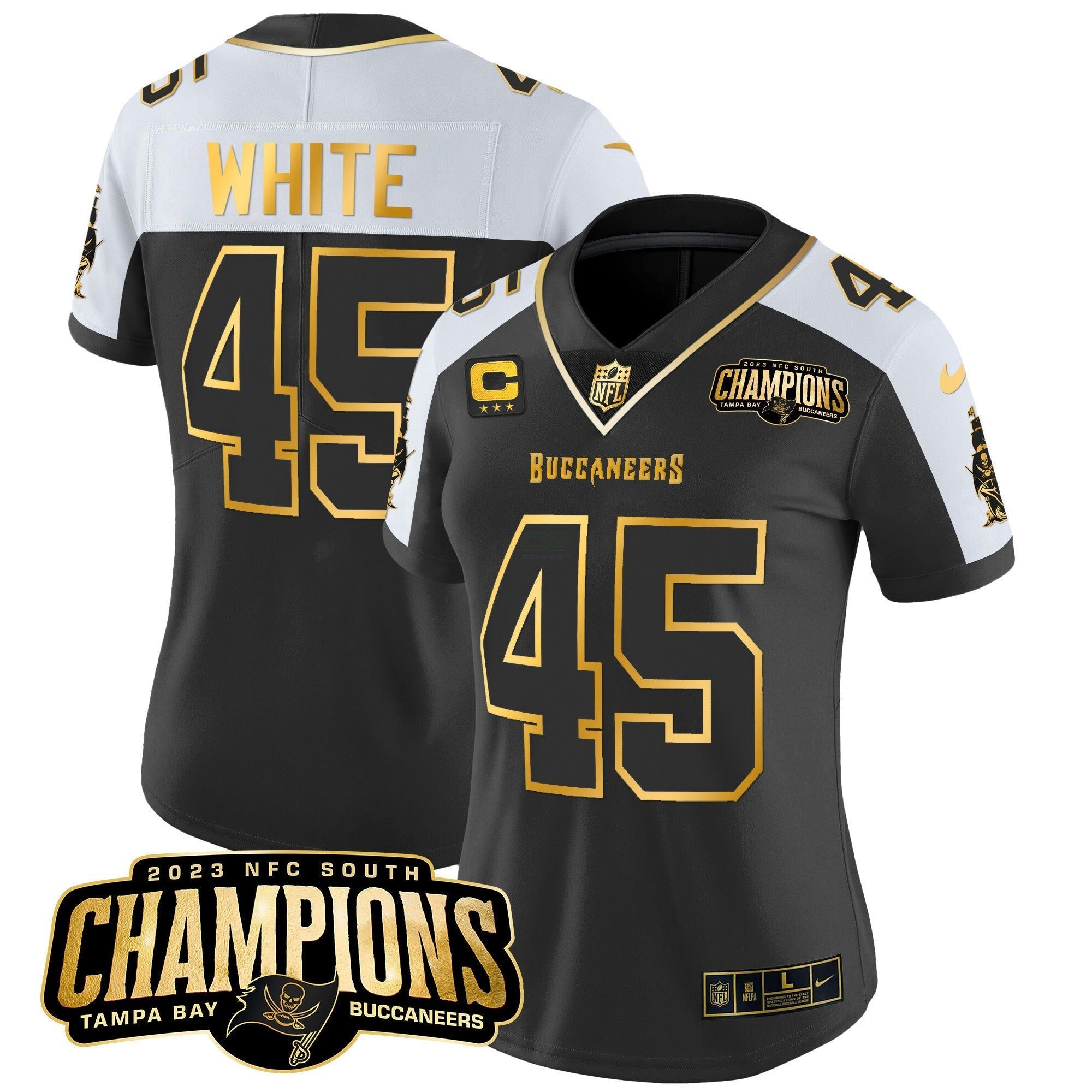 Camisa NFL Women’s 2023 NFC South Champions Patch Dourada Vapor Jersey