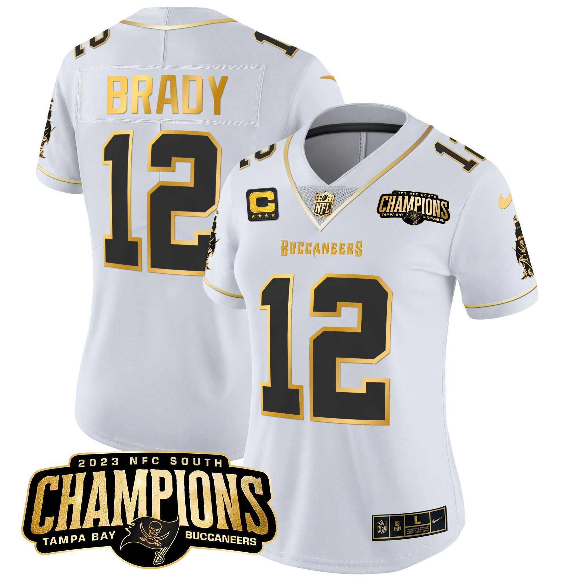 Camisa NFL Women’s 2023 NFC South Champions Patch Dourada Vapor Jersey